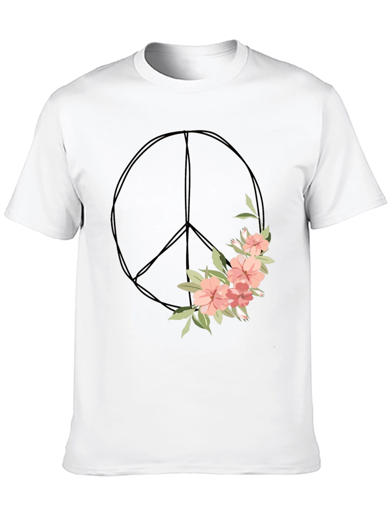 Black Floral Peace Sign Graphic Tee view 10