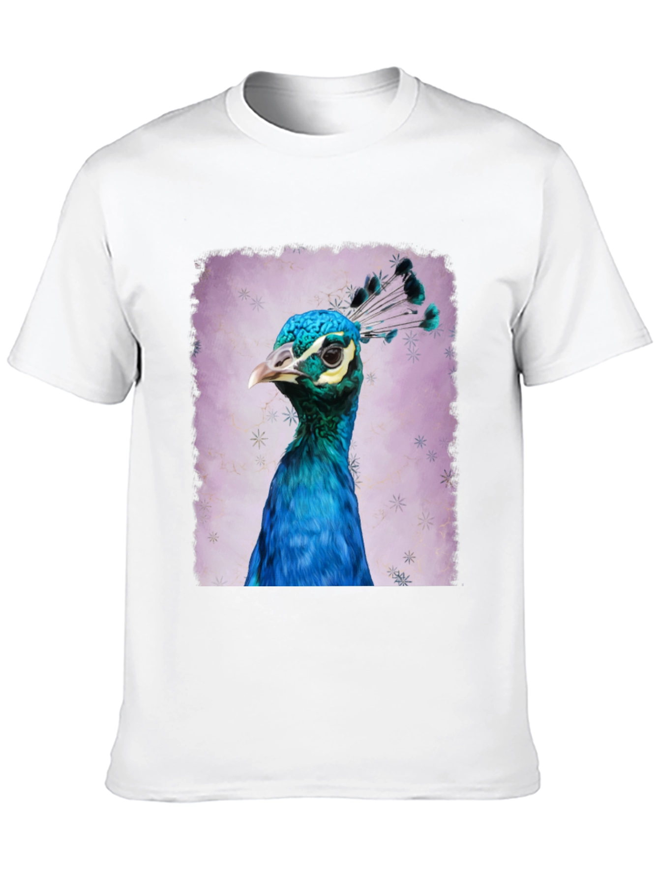 Black Peacock Portrait Graphic Tee - Black Cotton T-Shirt view 10