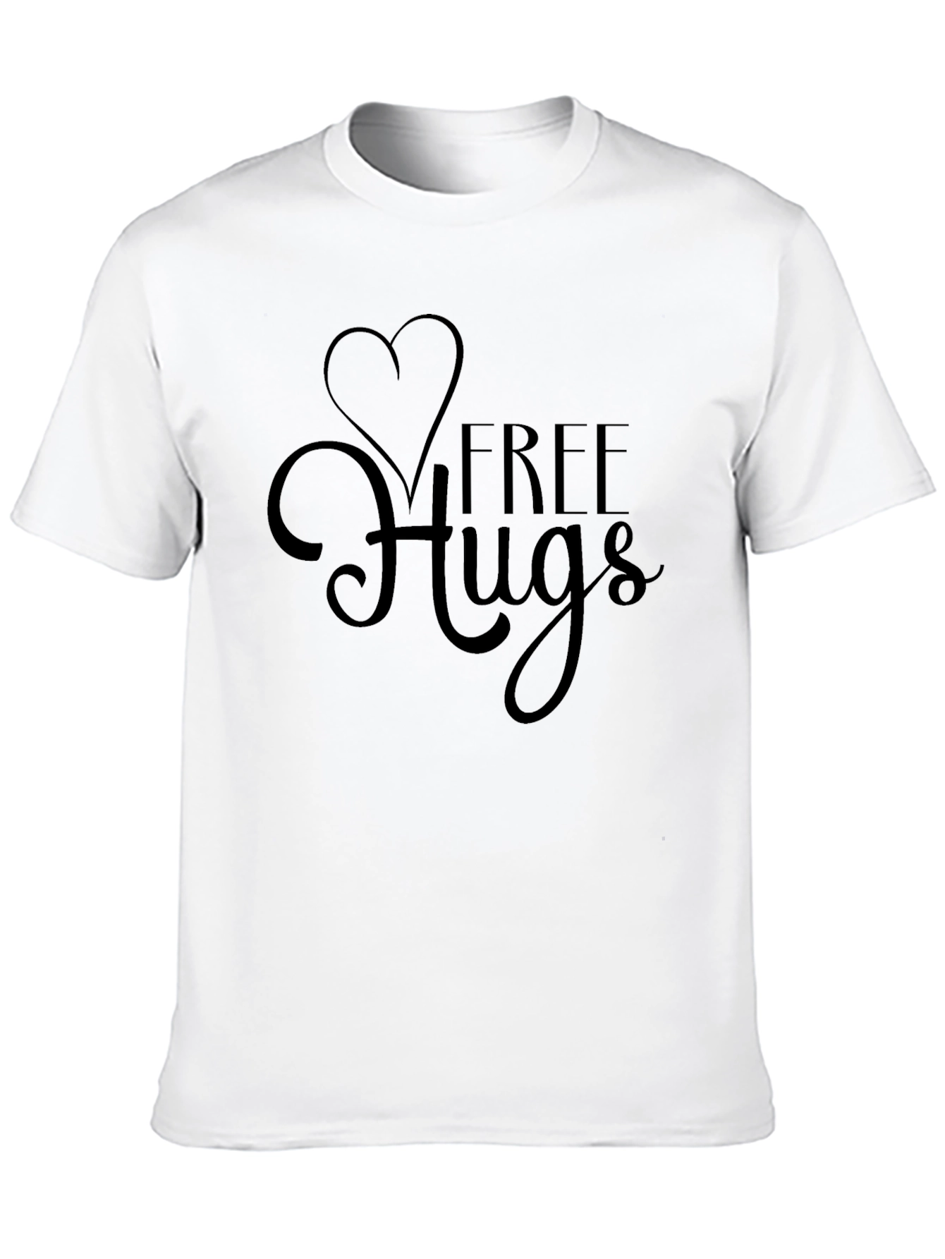 Black Free Hugs Black Tee Shirt - Heart Design view 10