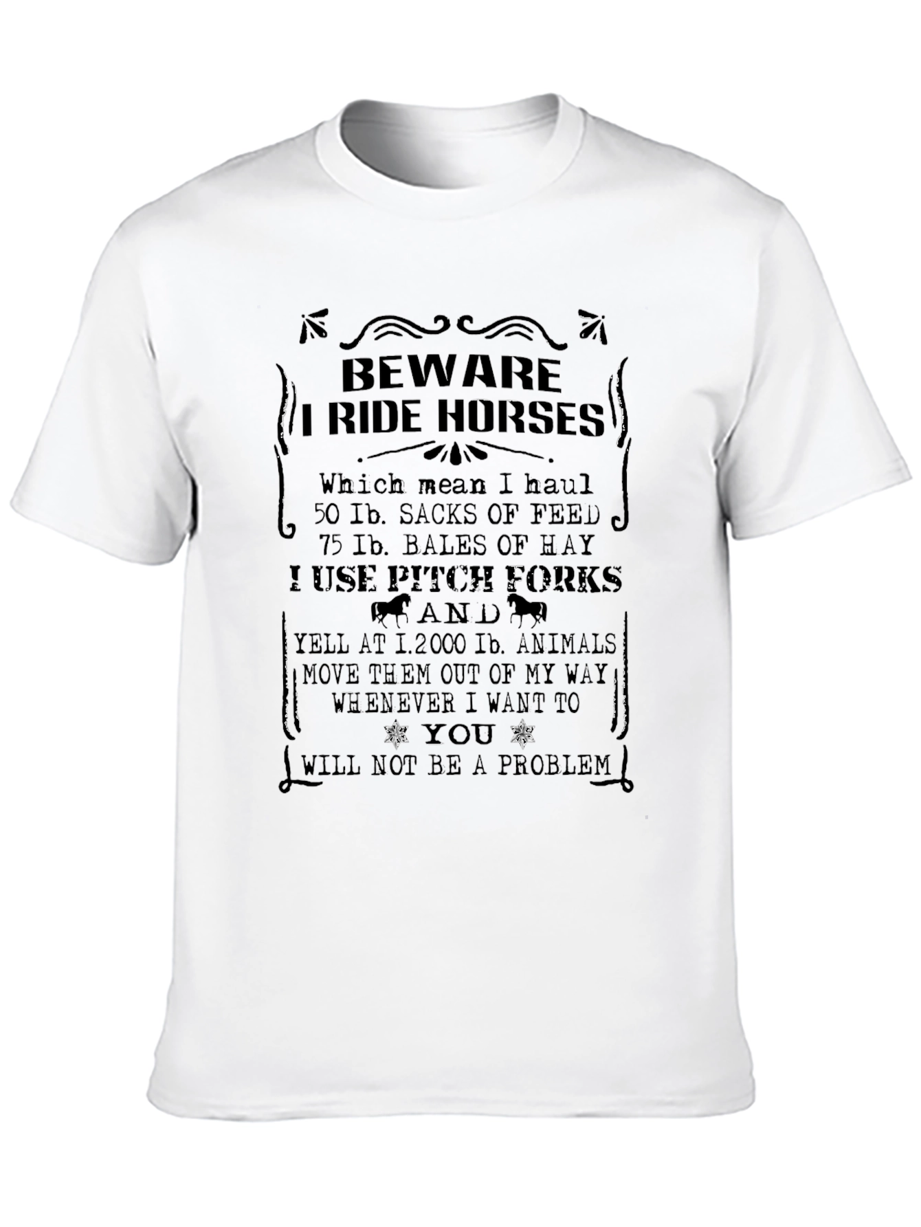 Black Beware I Ride Horses Graphic Tee view 10