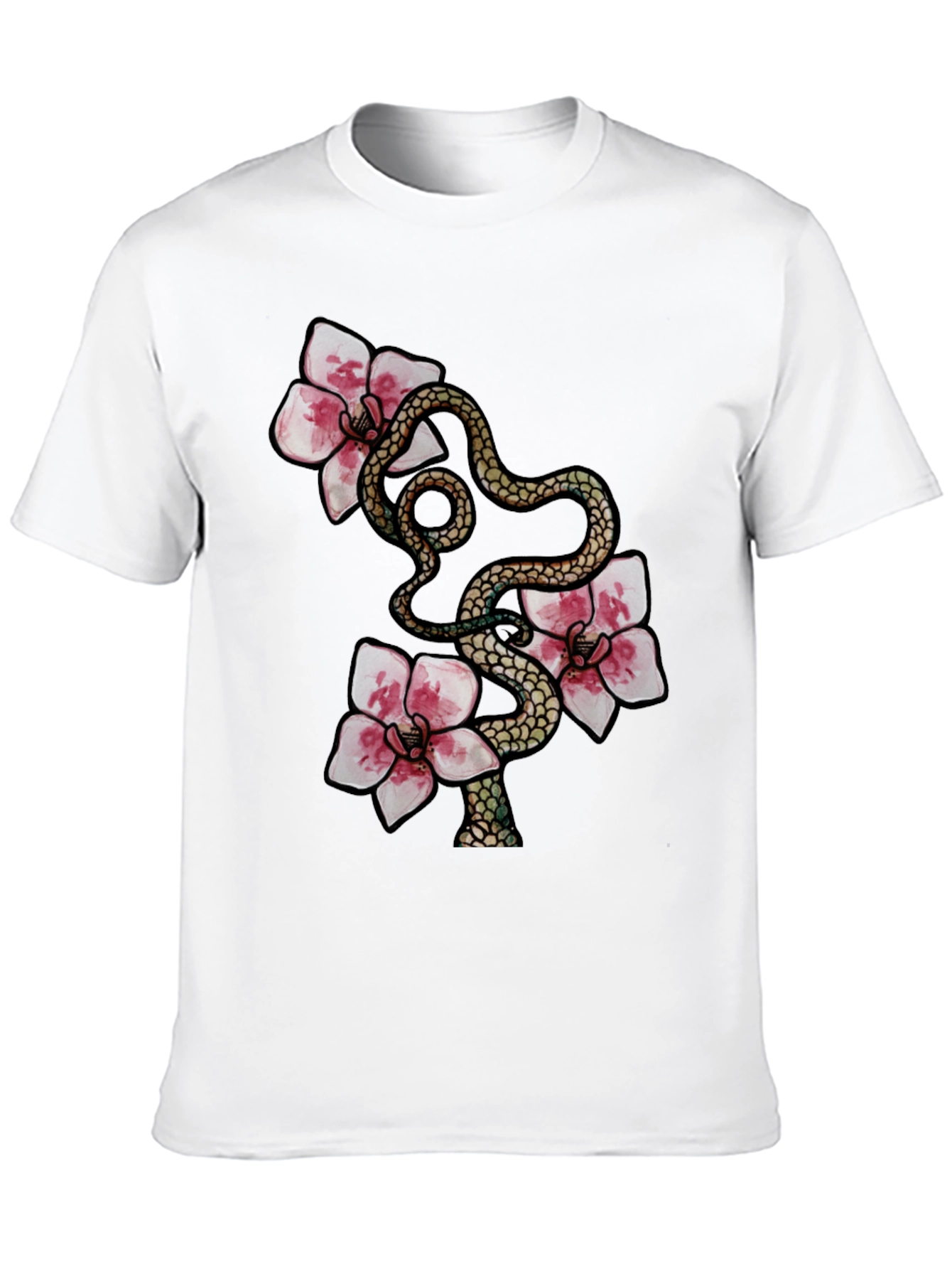 Black Snake & Flowers Graphic Tee view 10