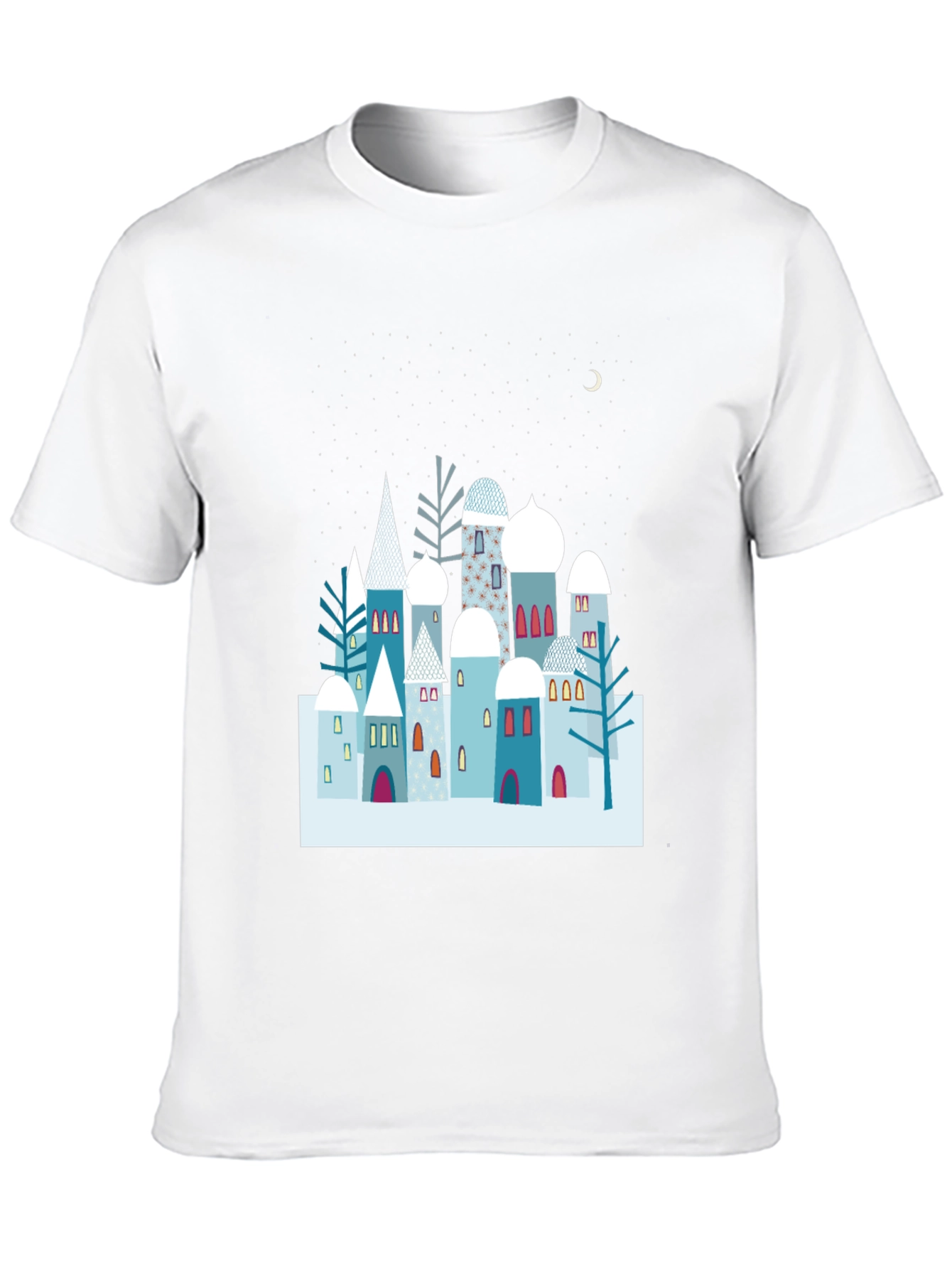 Black Winter Village Graphic Tee - Unique Design, Soft Cotton view 10