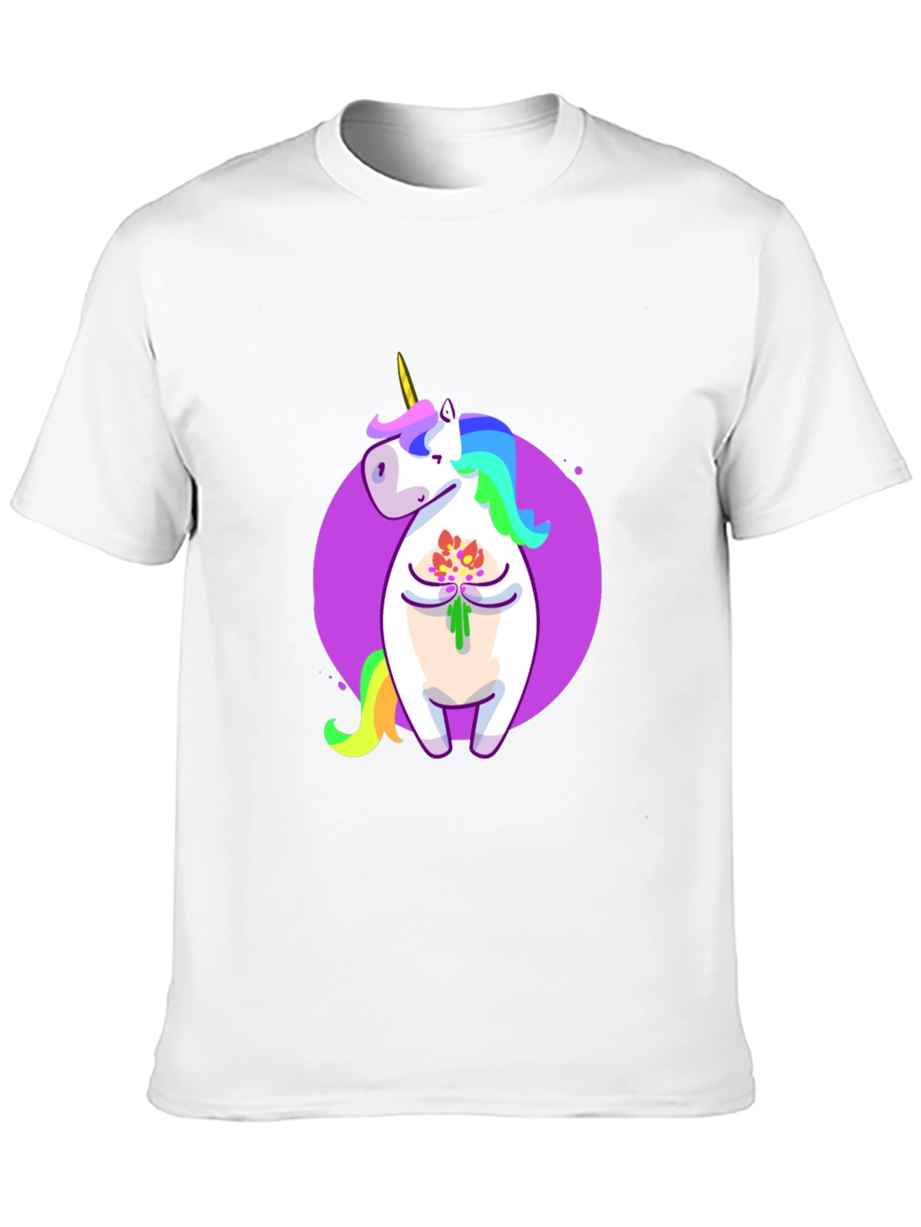 Black Unicorn Flower Graphic Black T-Shirt view 10