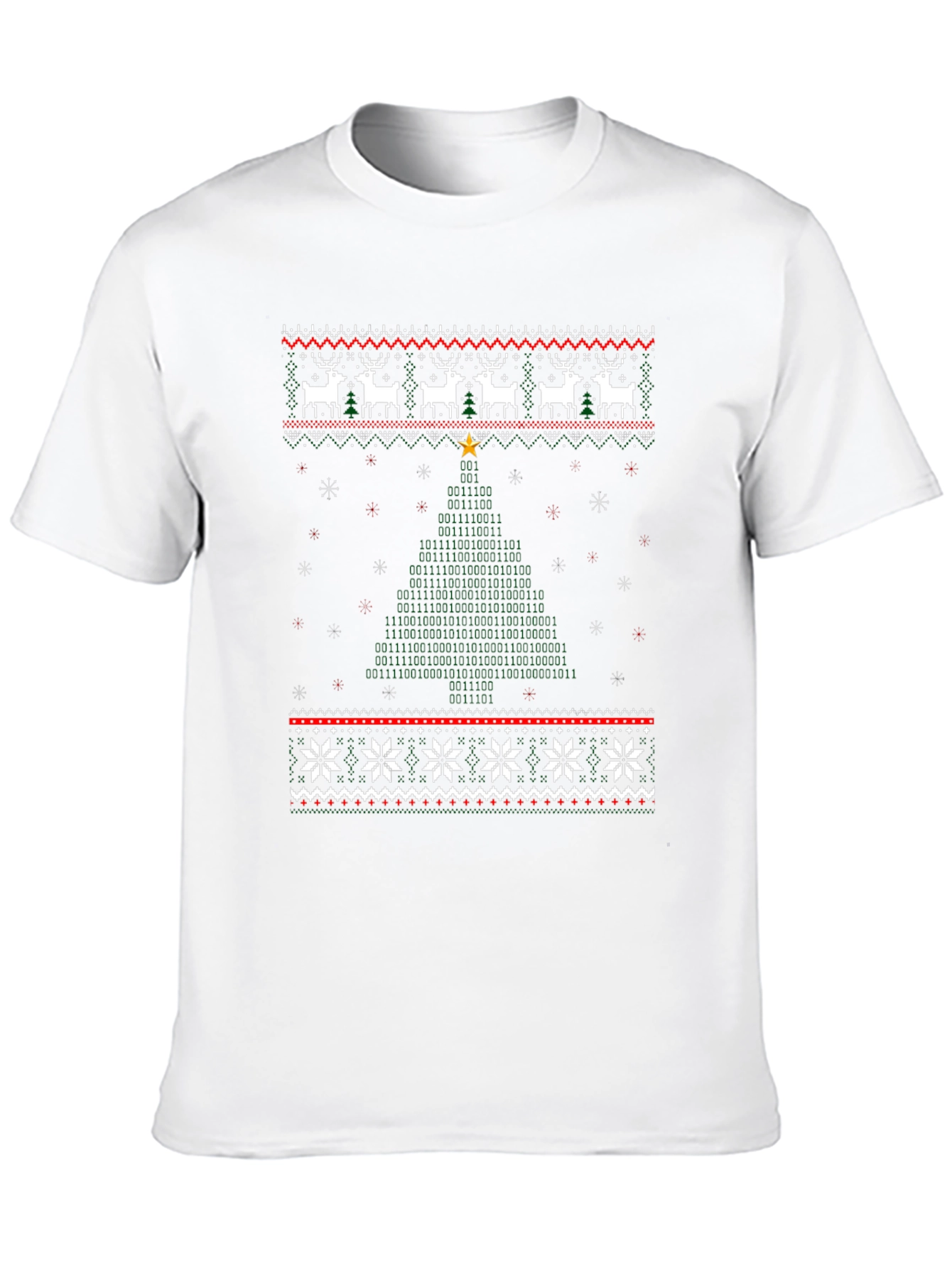 Black Novelty Christmas Binary Code Tree T-Shirt view 10