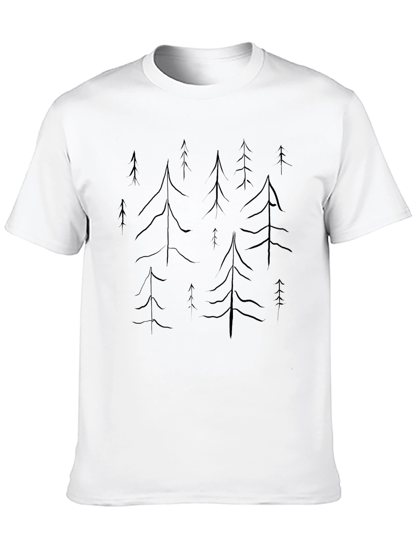 Black Men's Forest Trees Graphic Black Tee view 10