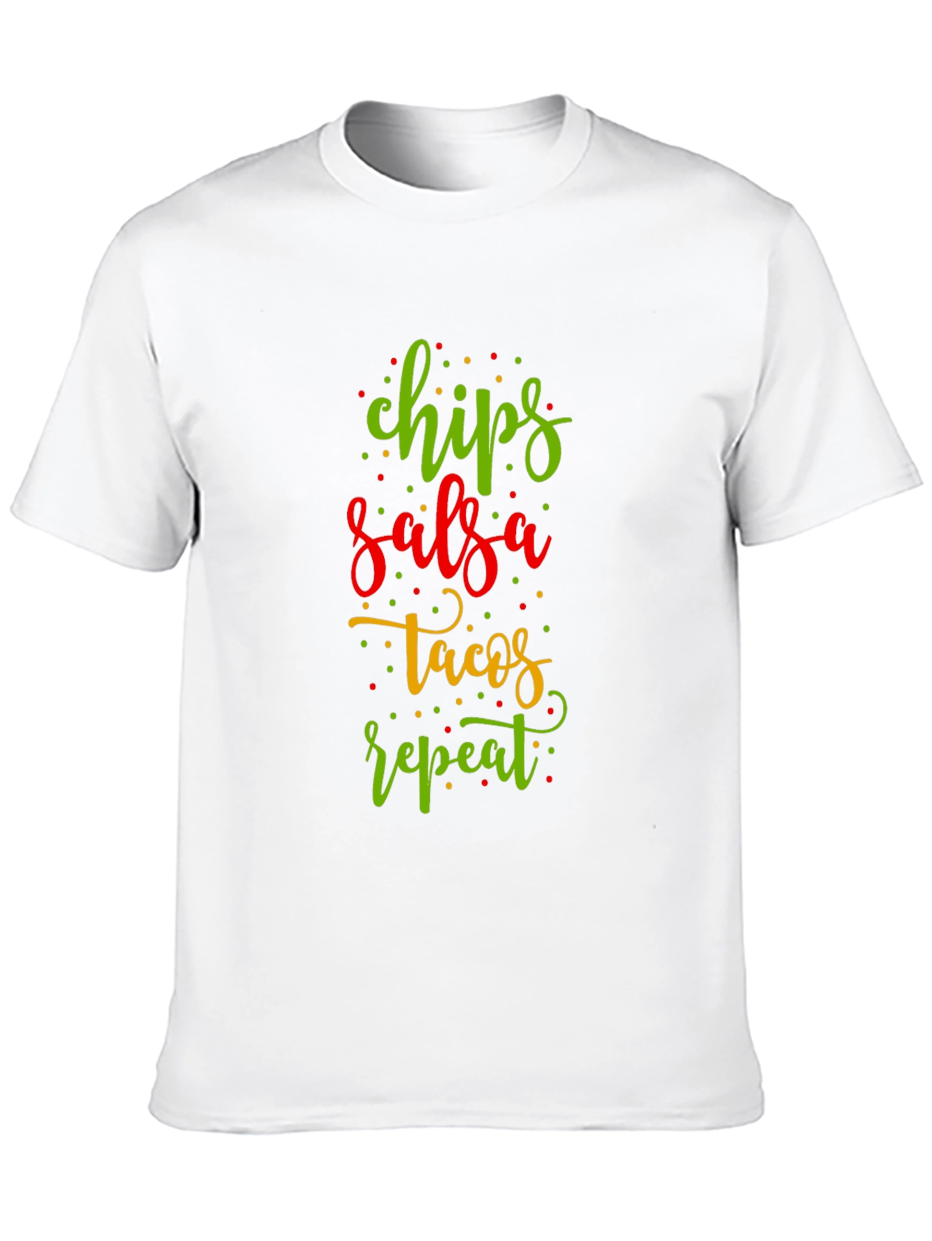 Black Chips Salsa Tacos Repeat Funny Graphic Tee view 10