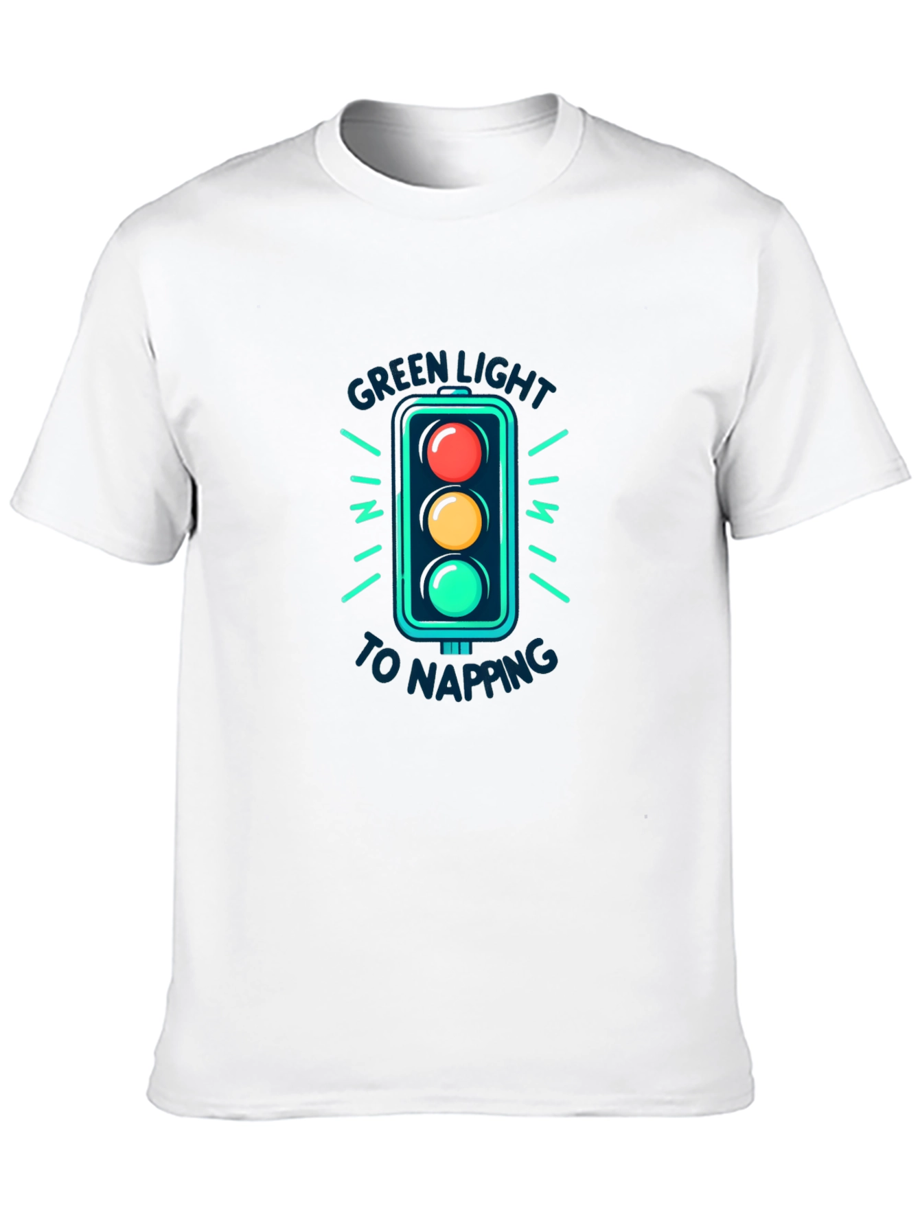 Black Green Light Napping Black T-Shirt view 10
