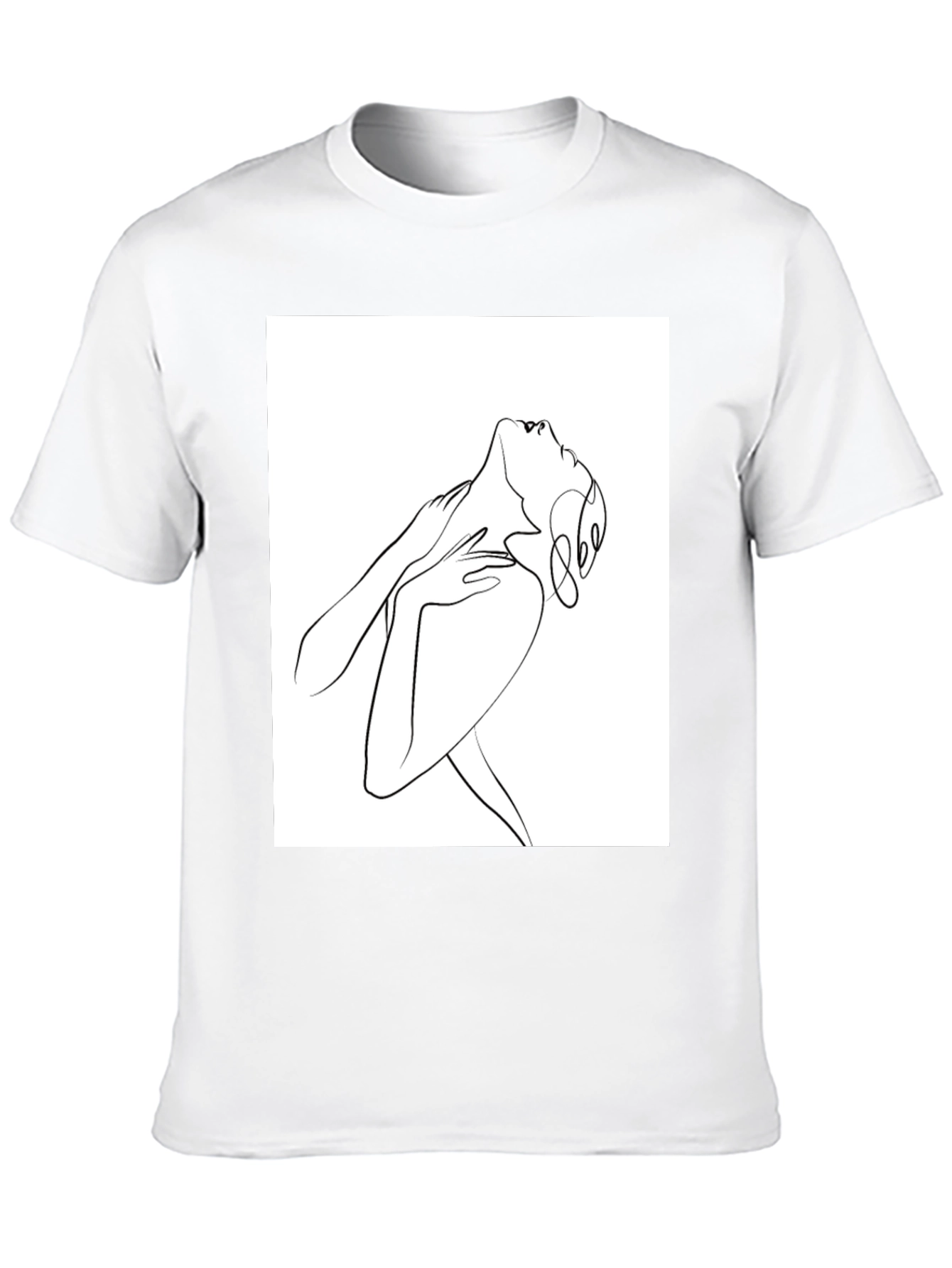 Black Abstract Line Art Graphic Tee - Unisex Black T-Shirt view 10