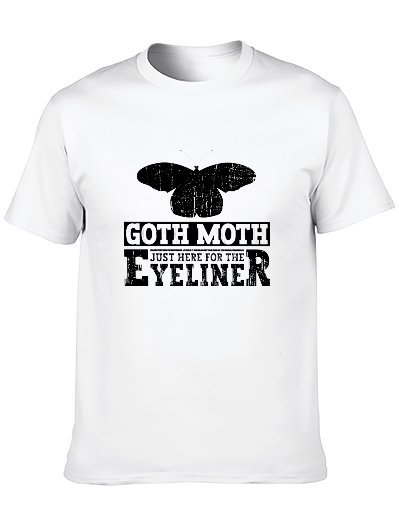 Black Goth Moth Eyeliner T-Shirt - Black Cotton Tee view 10