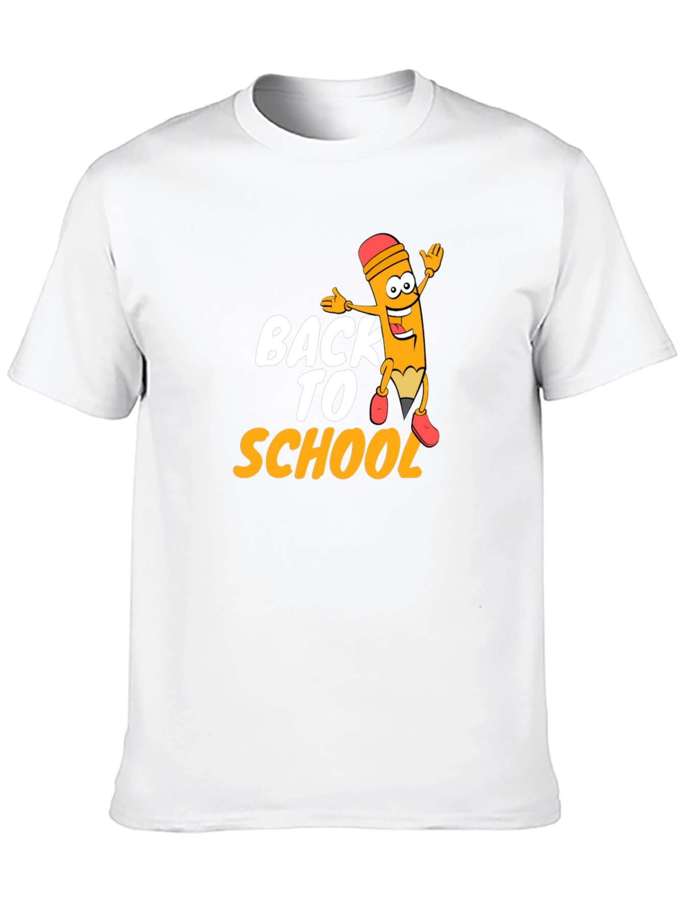 Black Back to School Pencil Cartoon Graphic T-Shirt view 10