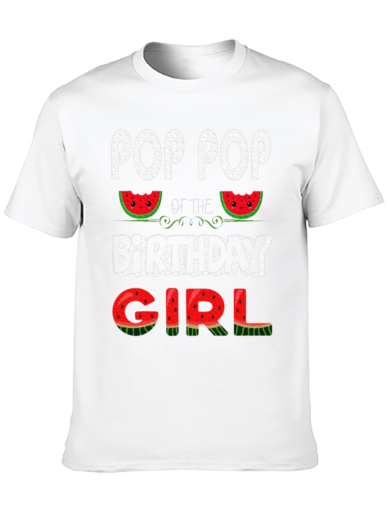 Black Pop Pop of the Birthday Girl Watermelon T-Shirt view 10
