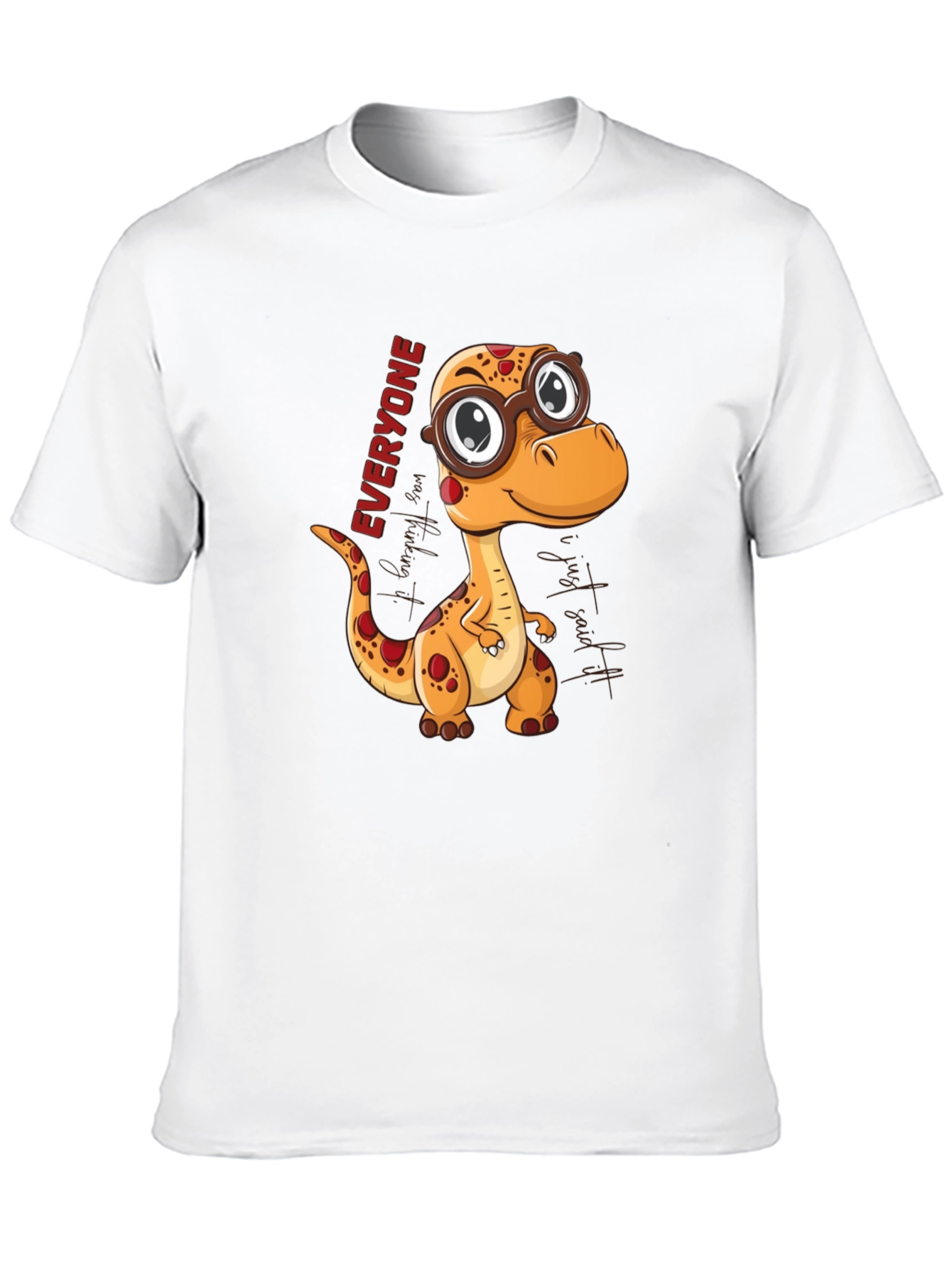Black Dino Everyone T-Shirt - Cute Cartoon Style view 10