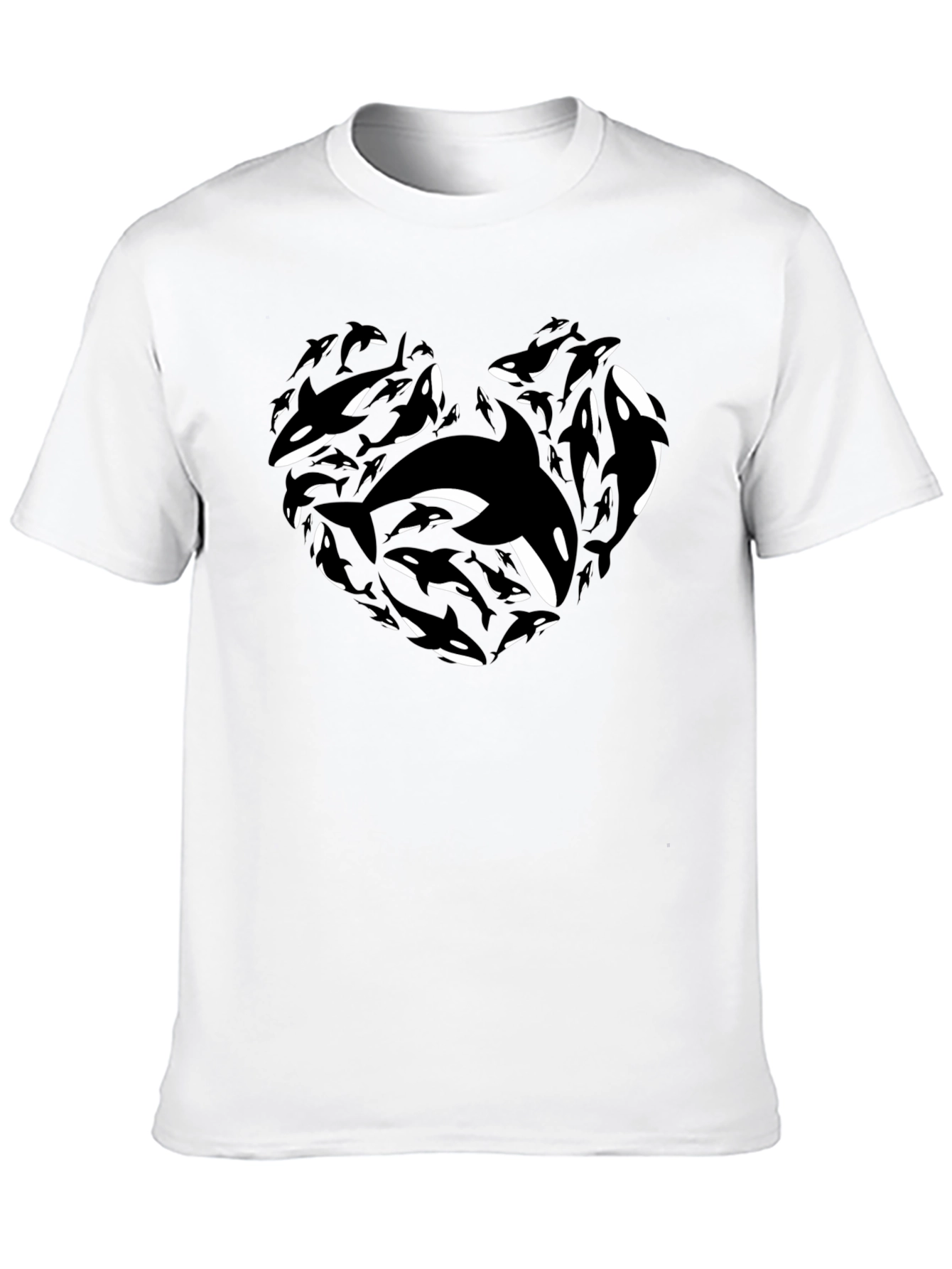 Black Orca Heart Graphic Tee - Black Cotton T-Shirt view 10