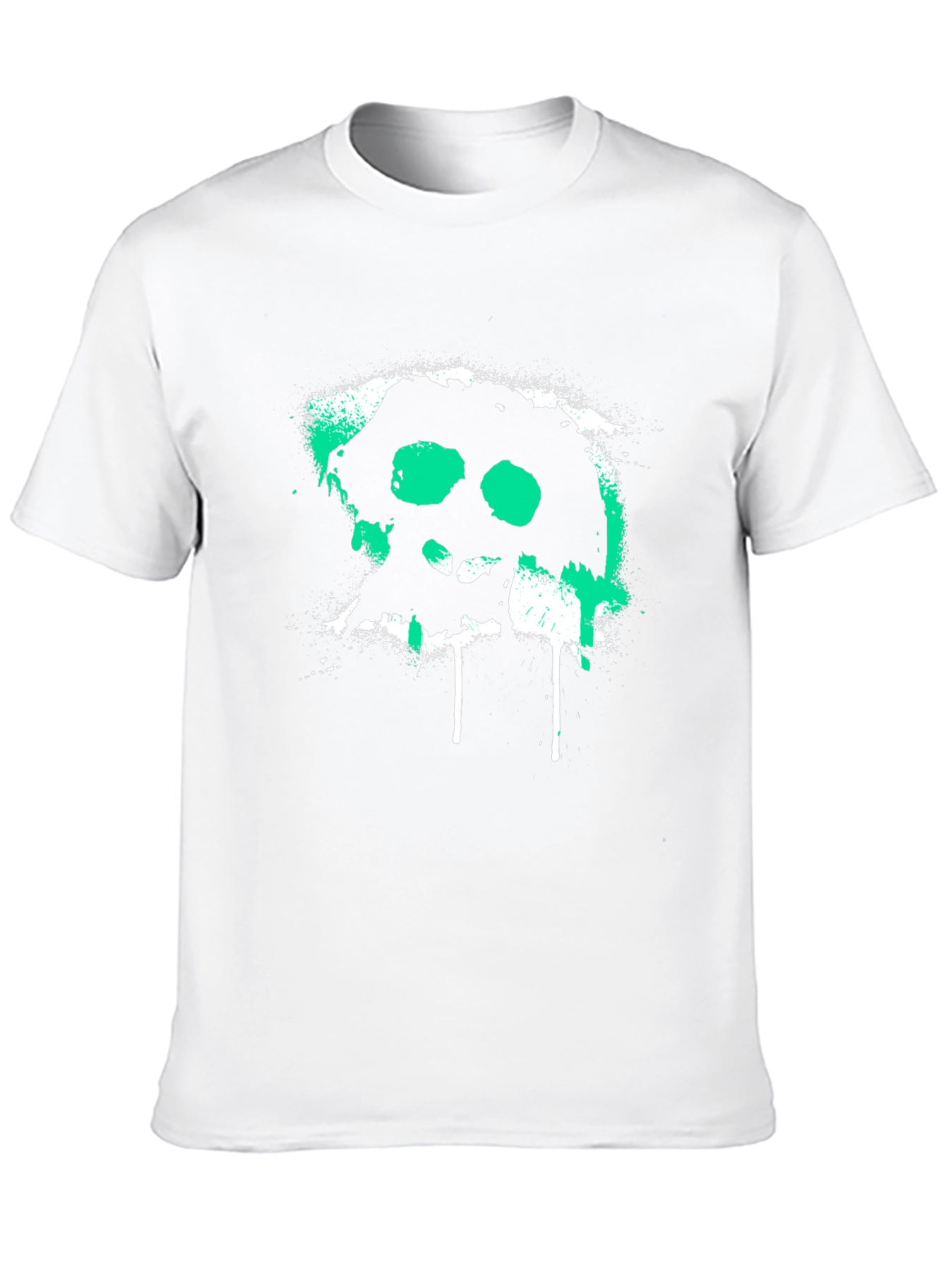 Black Grunge Skull Graphic Tee - Black Cotton T-Shirt view 10