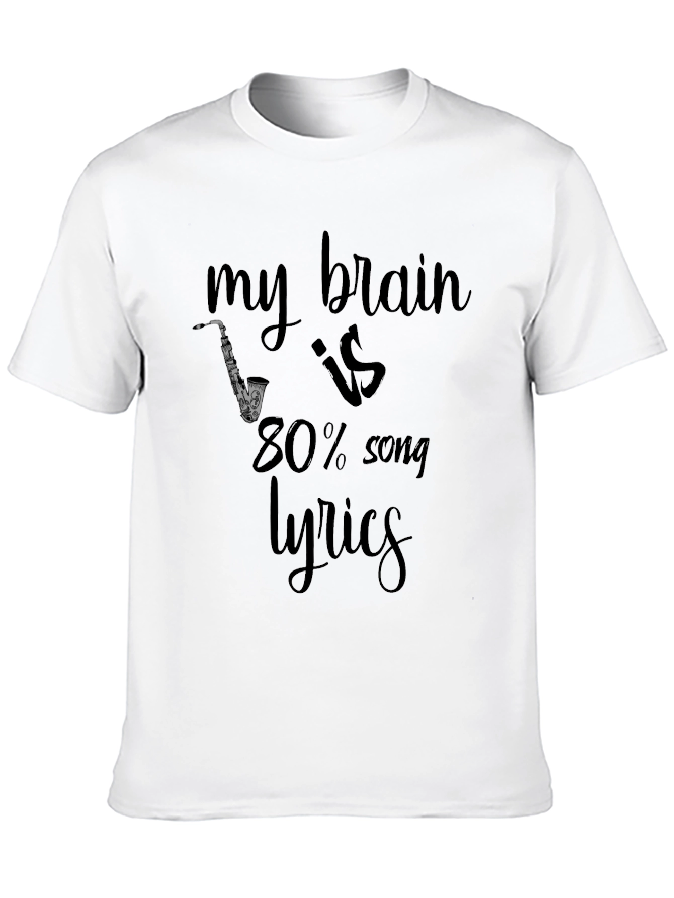 Black My Brain Is 80% Song Lyrics Black T-Shirt view 10