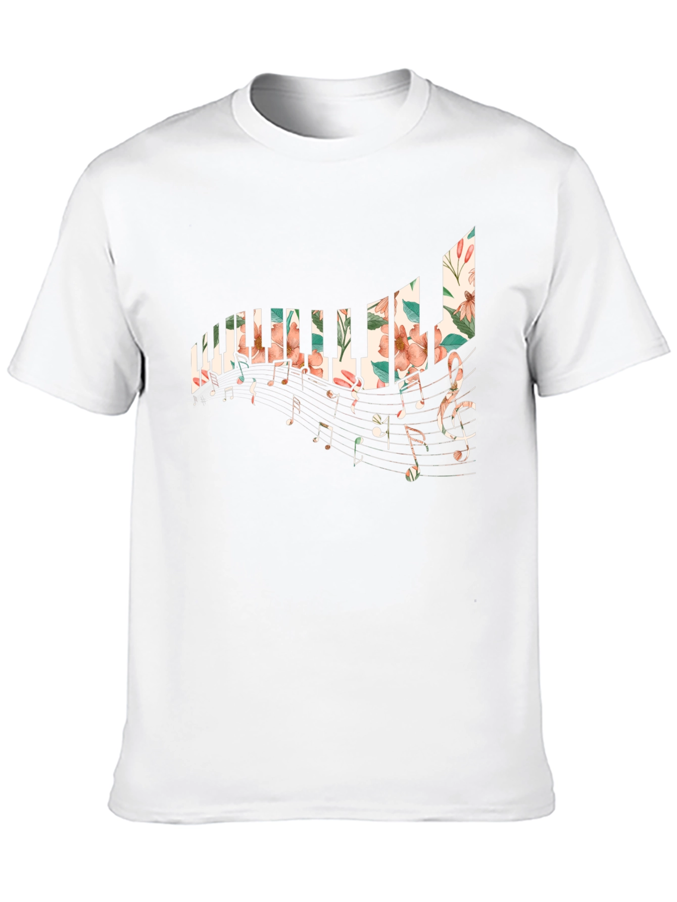Black Floral Piano Keys T-Shirt view 10