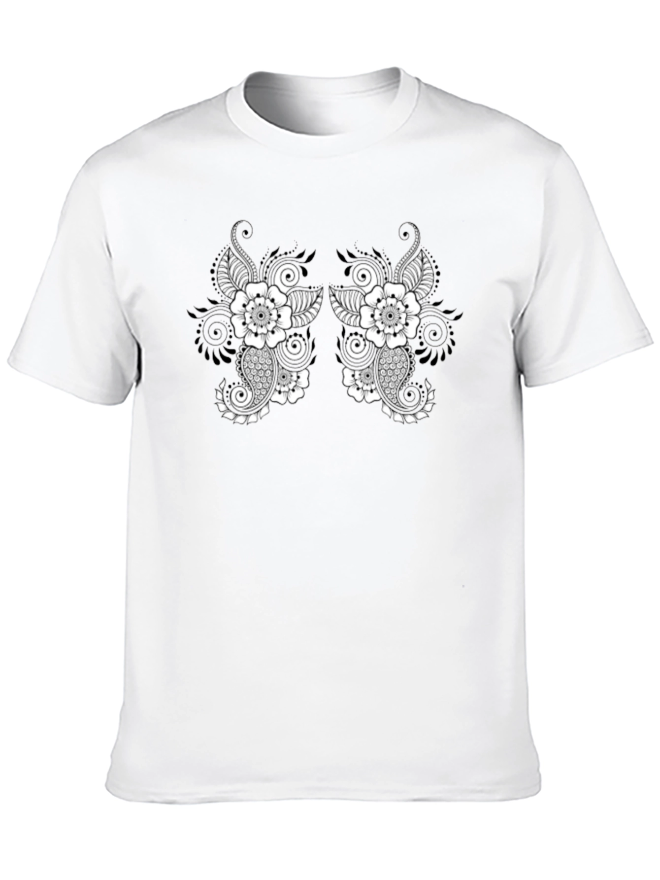 Black Black T-Shirt with Floral Paisley Design view 10