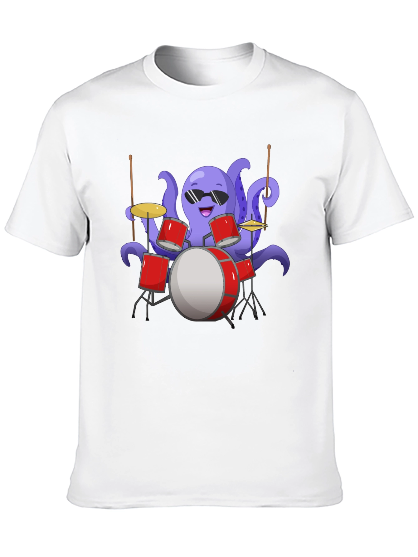 Black Octopus Drummer Graphic Tee - Unique Design view 10