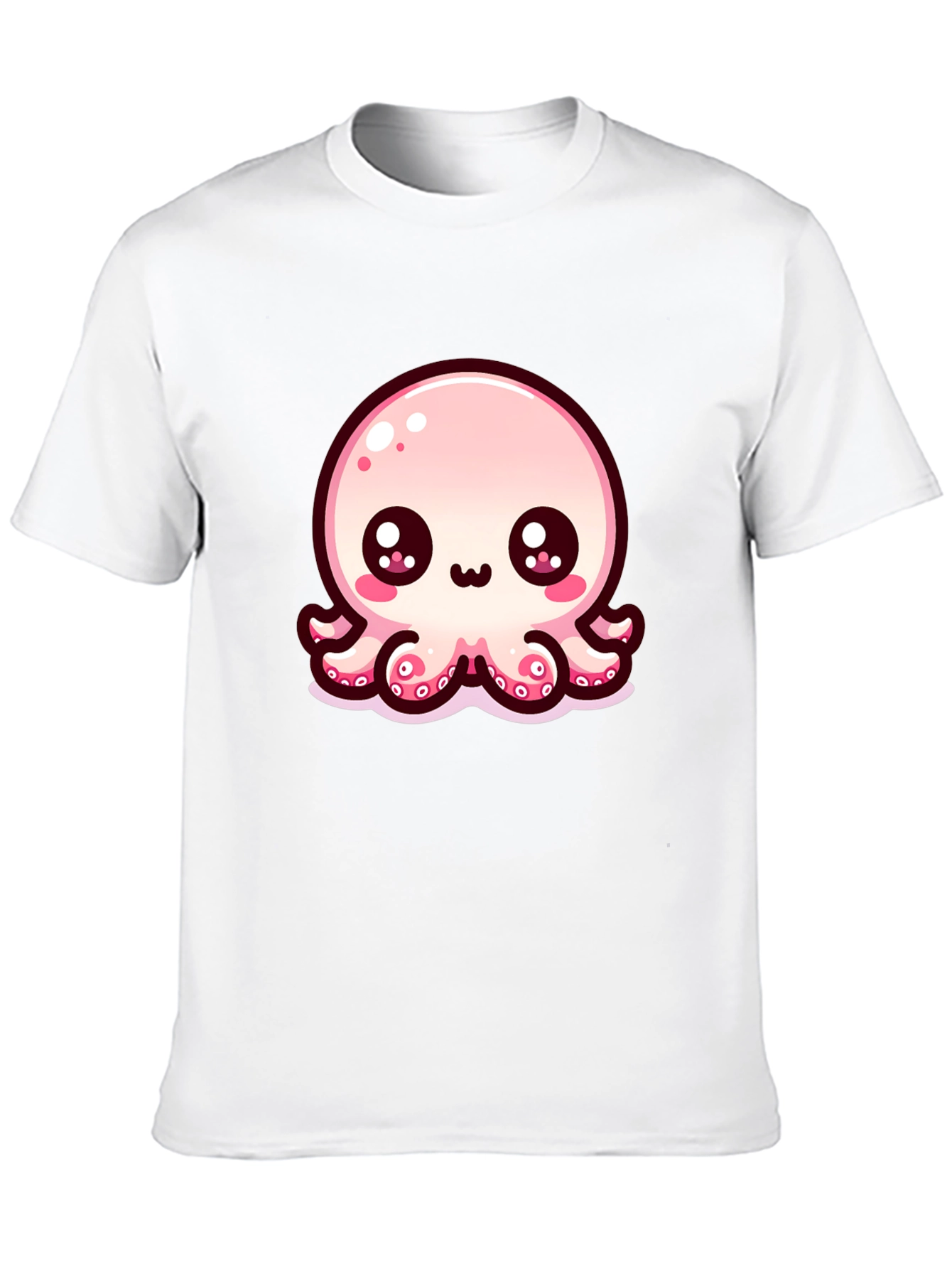 Black Cute Cartoon Octopus Black T-Shirt view 10