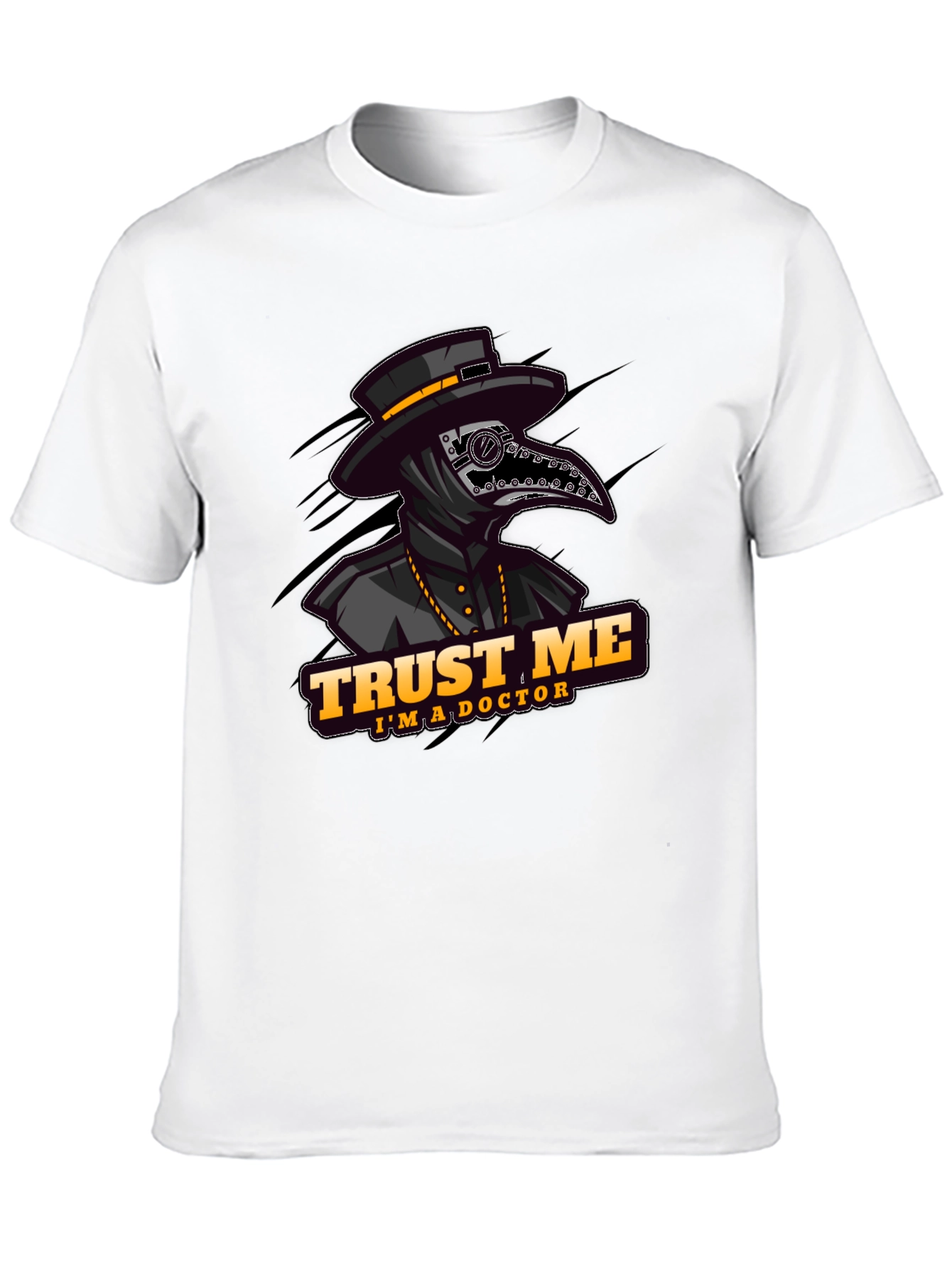 Black Plague Doctor "Trust Me" Graphic T-Shirt view 10