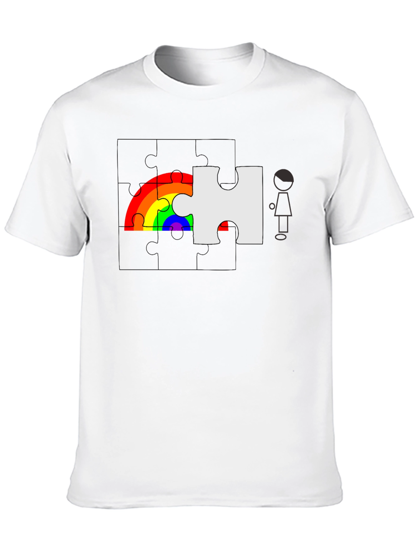 Black Rainbow Puzzle Piece Graphic Tee - Autism Awareness view 10