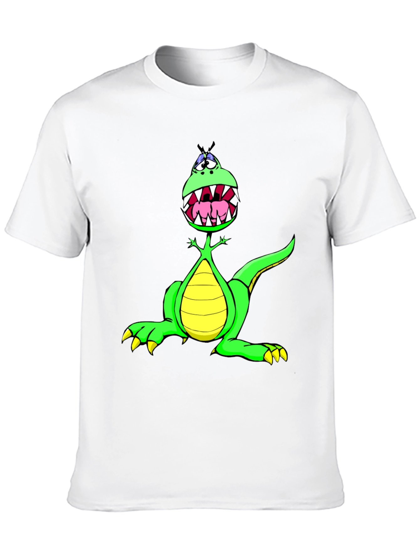 Black Cartoon Dinosaur Graphic Tee - Funny T-Shirt view 10