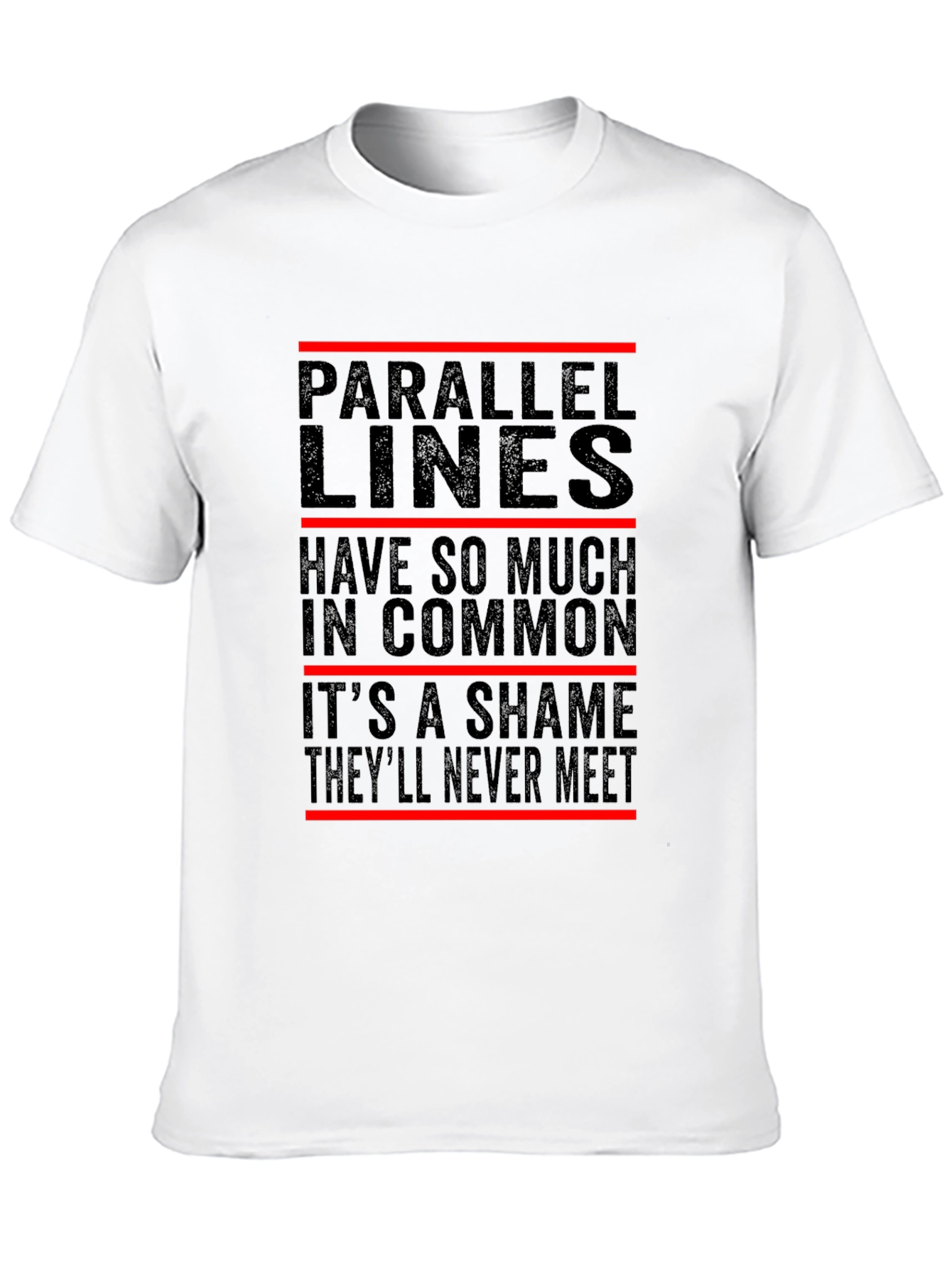 Black Parallel Lines Graphic Tee - Never Meet Funny Shirt view 10