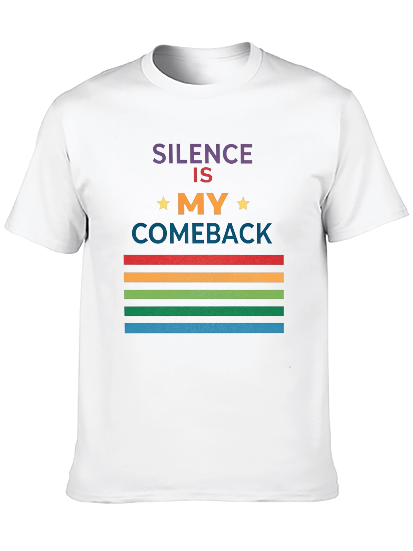 Black Silence Is My Comeback Rainbow Striped T-Shirt view 10