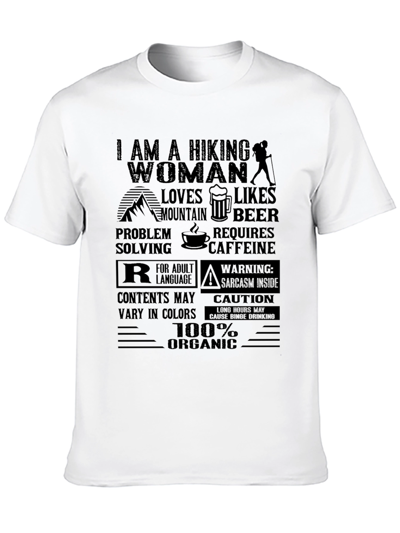 Black Hiking Woman Organic T-Shirt view 10