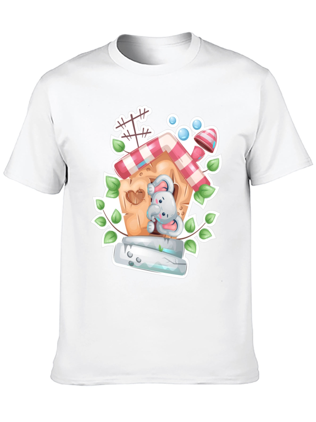 Elephant House Graphic Tee - Whimsical Black T-Shirt - 10