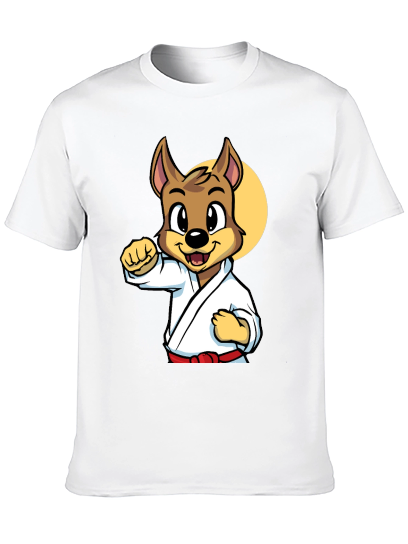 Black Karate Dog Cartoon Graphic T-Shirt - Black view 10