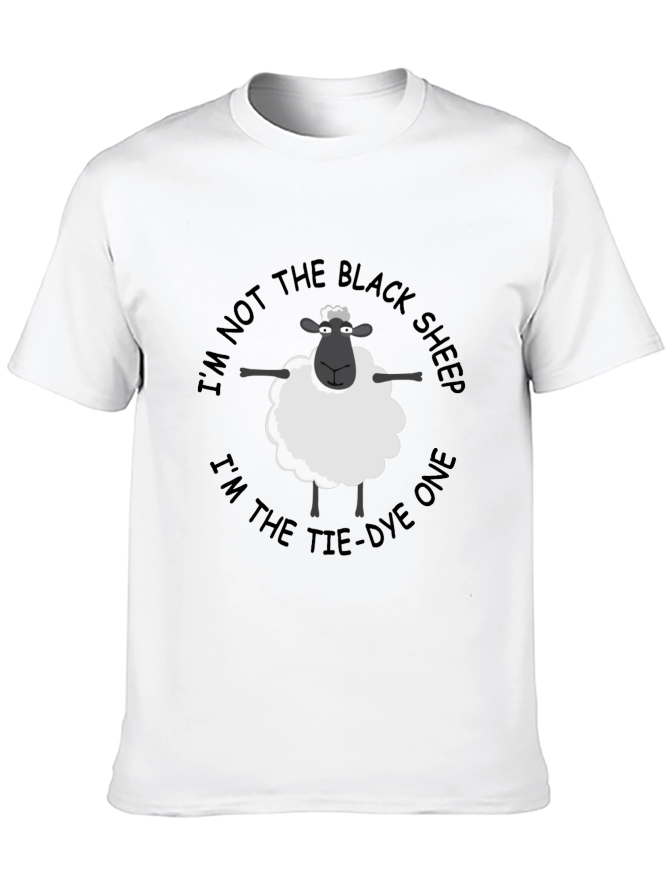 Black Funny Tie-Dye Sheep T-Shirt - Not the Black Sheep view 10