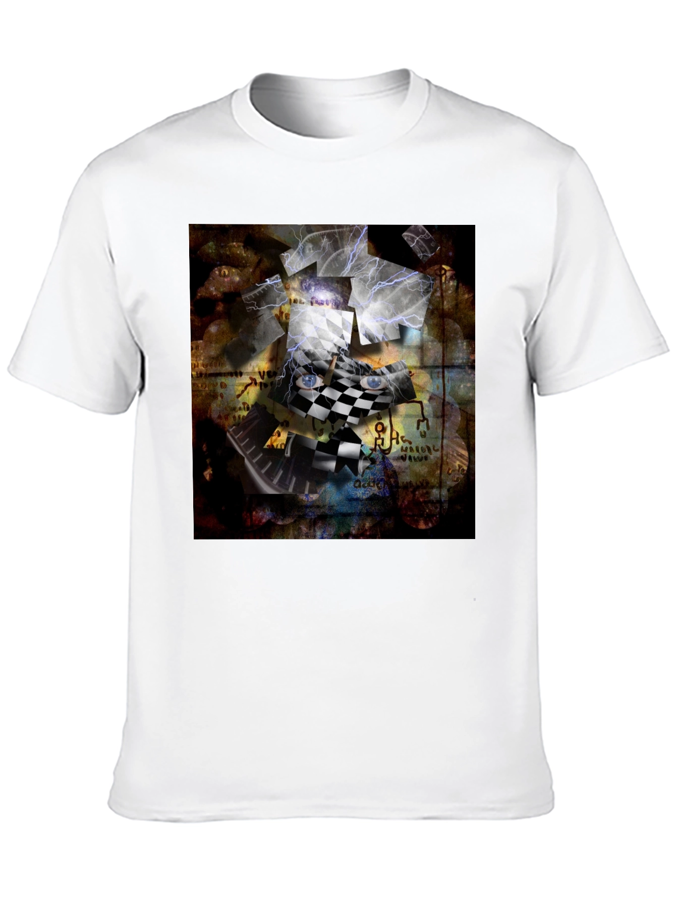 Black Abstract Chessboard Graphic Tee view 10