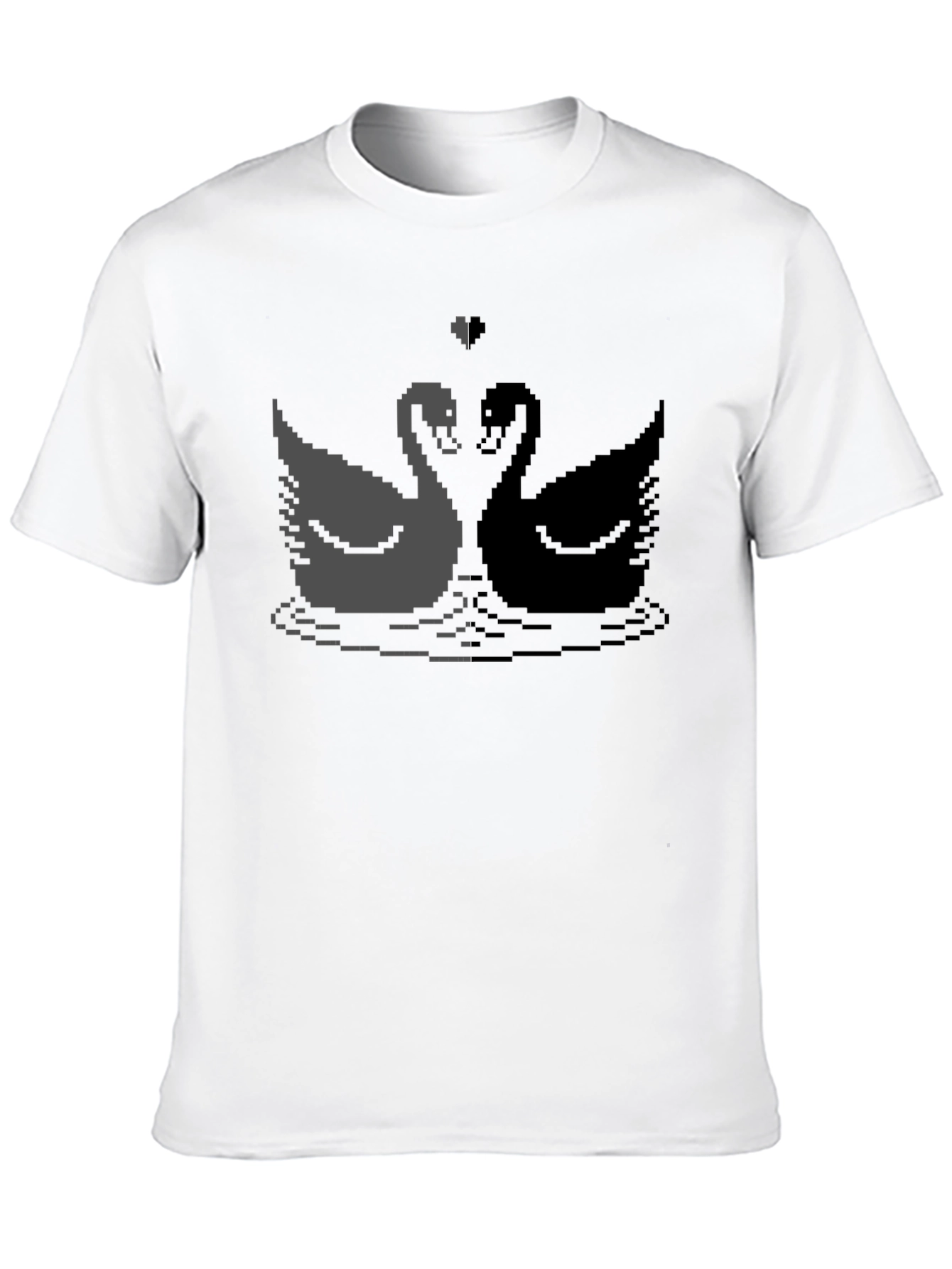 Black Pixel Swan Love T-Shirt - Black view 10