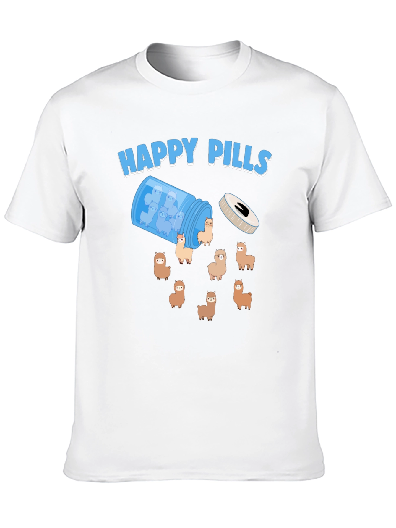 Black Happy Pills Alpaca T-Shirt - Cute & Quirky Design view 10