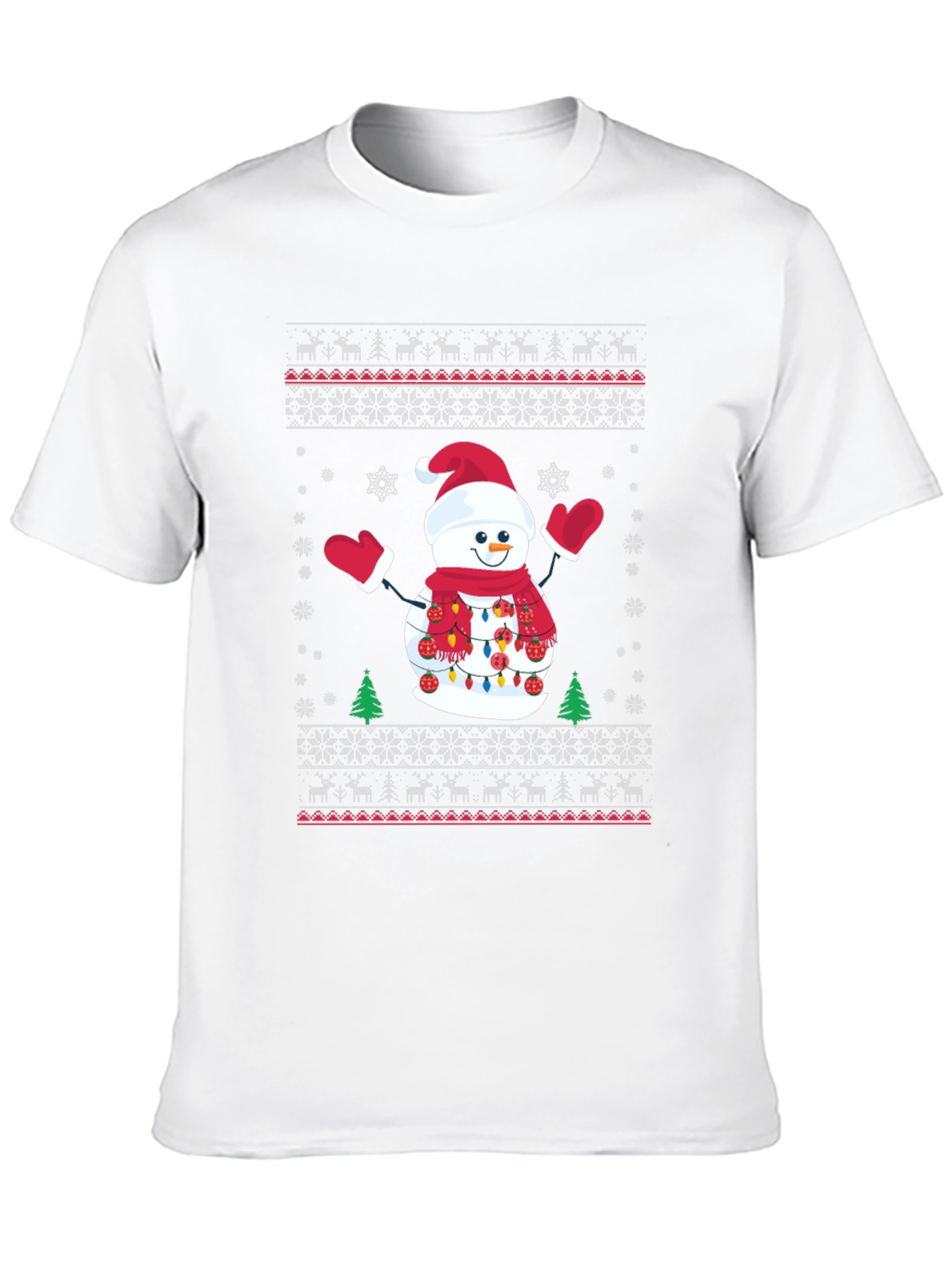 Black Festive Snowman Ugly Christmas T-Shirt view 10
