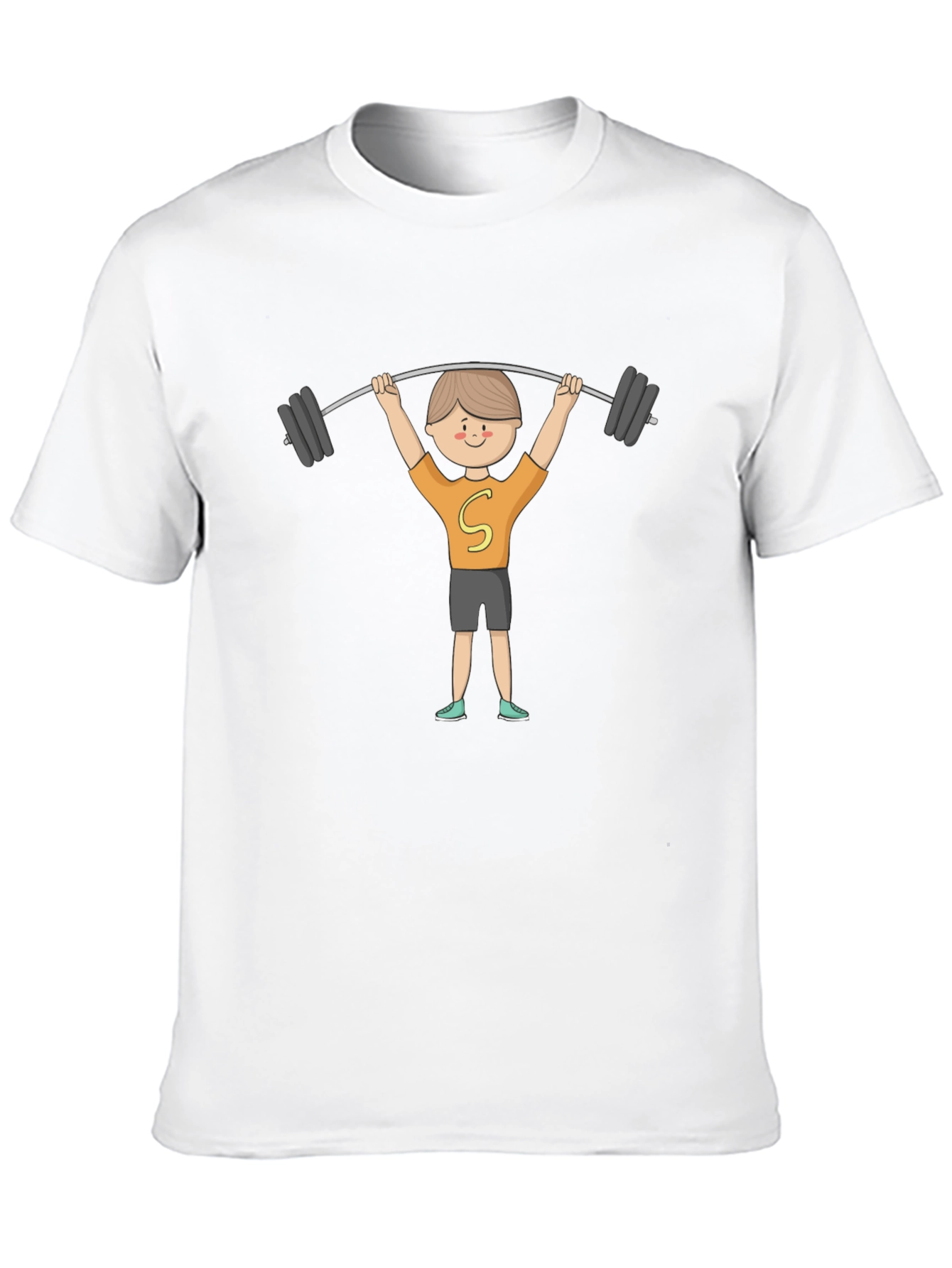 Black Cartoon Weightlifter Graphic Tee view 10