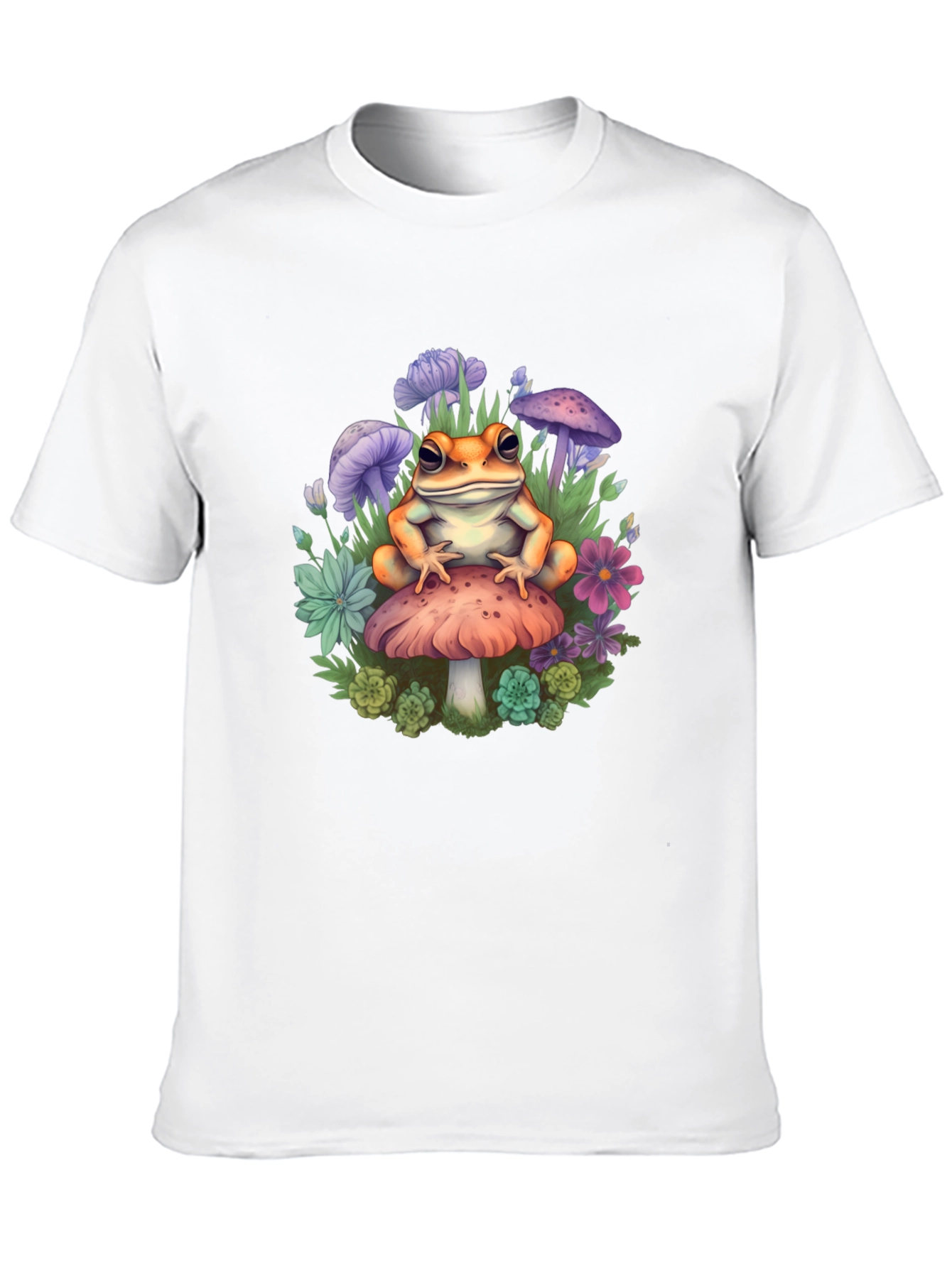 Black Frog on Mushroom Graphic Tee - Whimsical Toadstool Design view 10