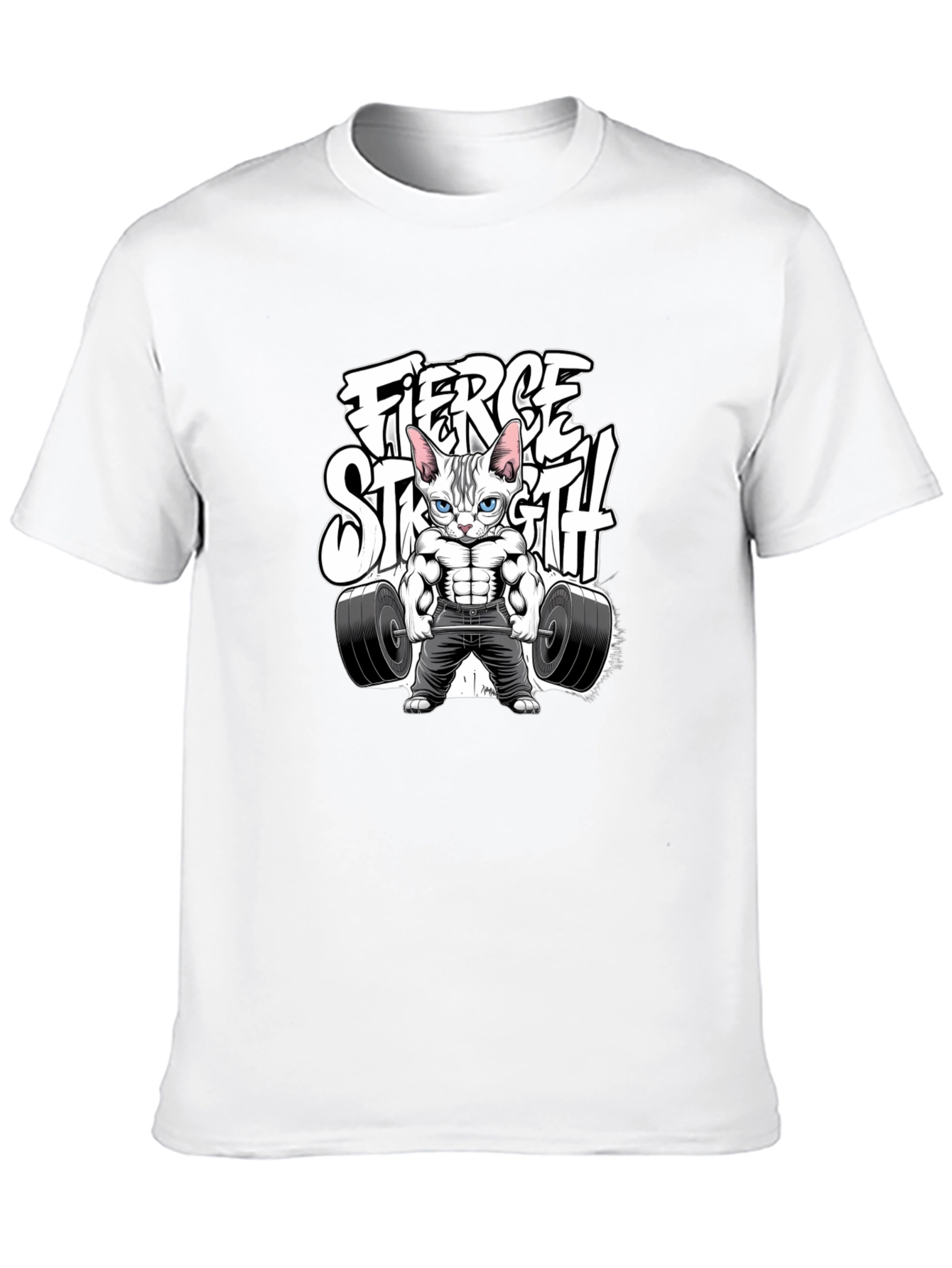 Fierce Strength Cat T-Shirt - Gym Humor Tee - 10