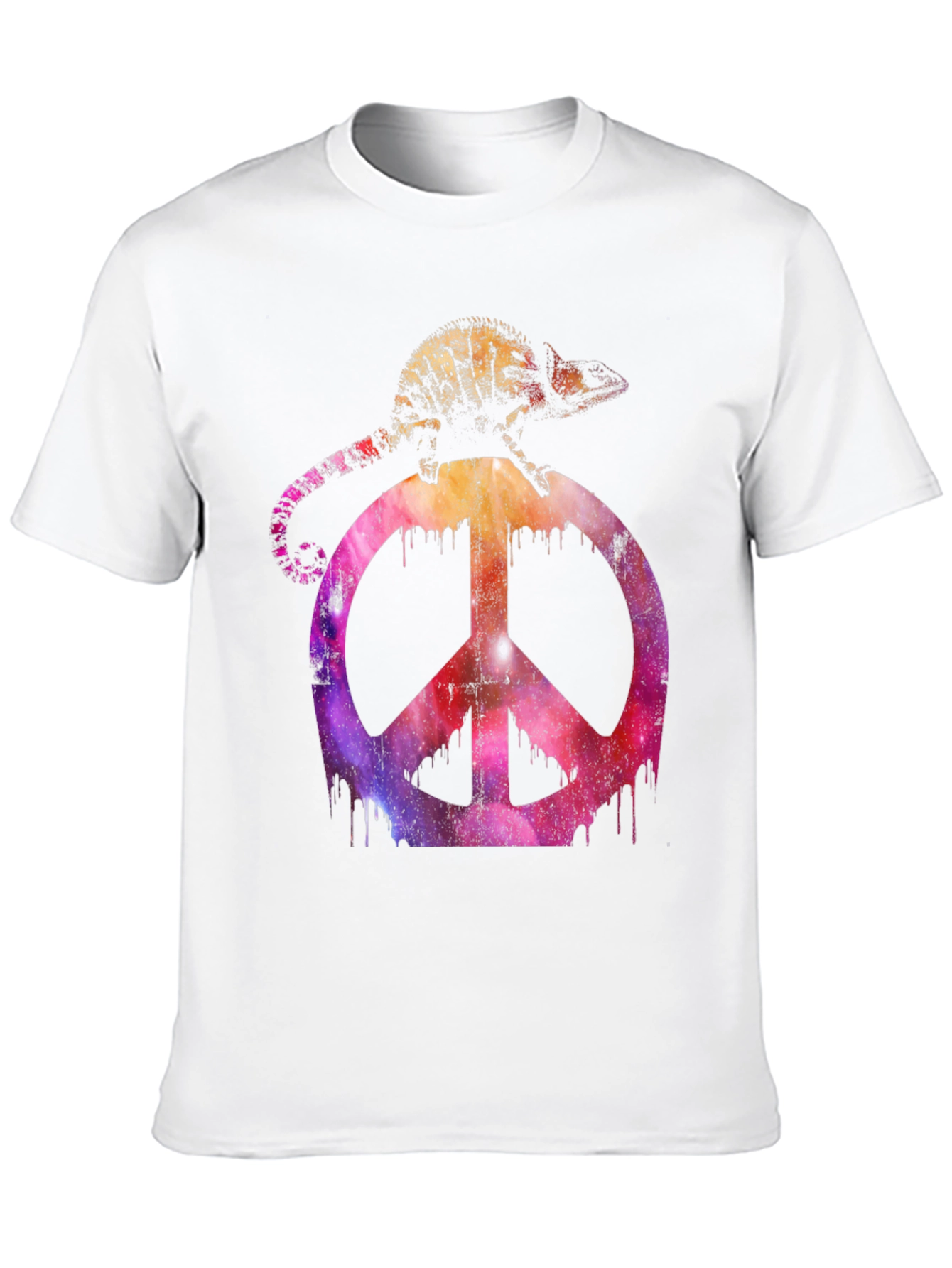 Black Chameleon Peace Sign Graphic T-Shirt view 10
