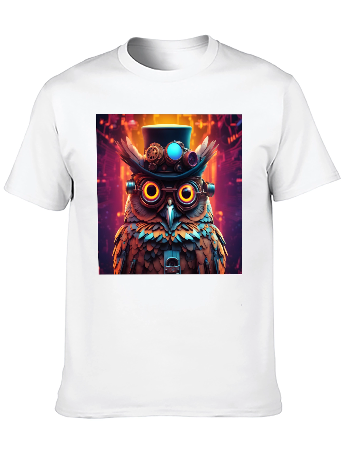 Black Steampunk Owl T-Shirt - Unique Graphic Tee view 10