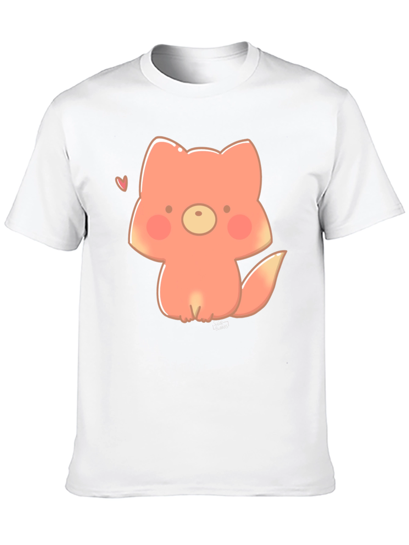 Black Cute Cartoon Fox Black T-Shirt view 10
