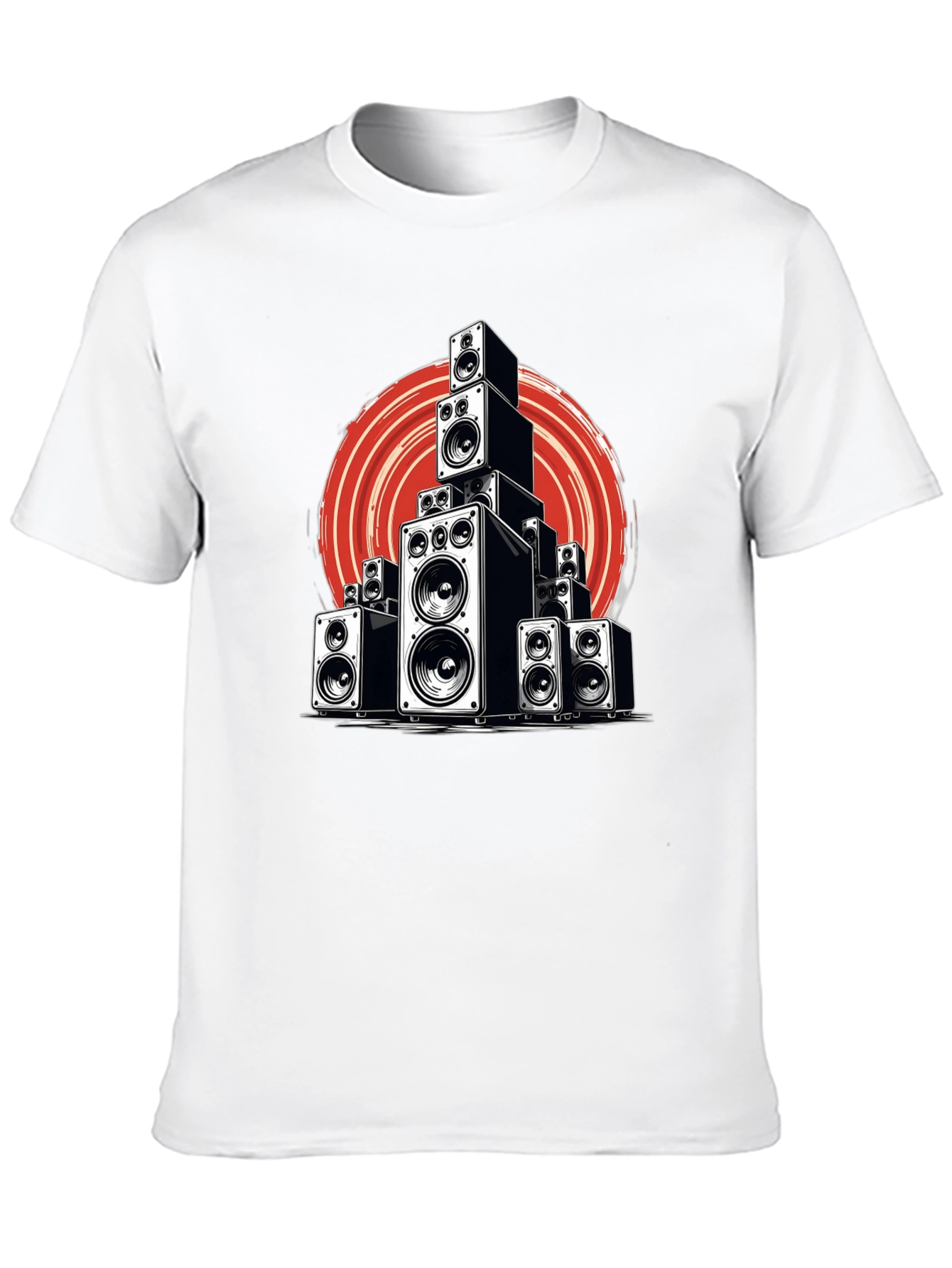 Black Speaker Stack Graphic Tee - Music Lover T-Shirt view 10