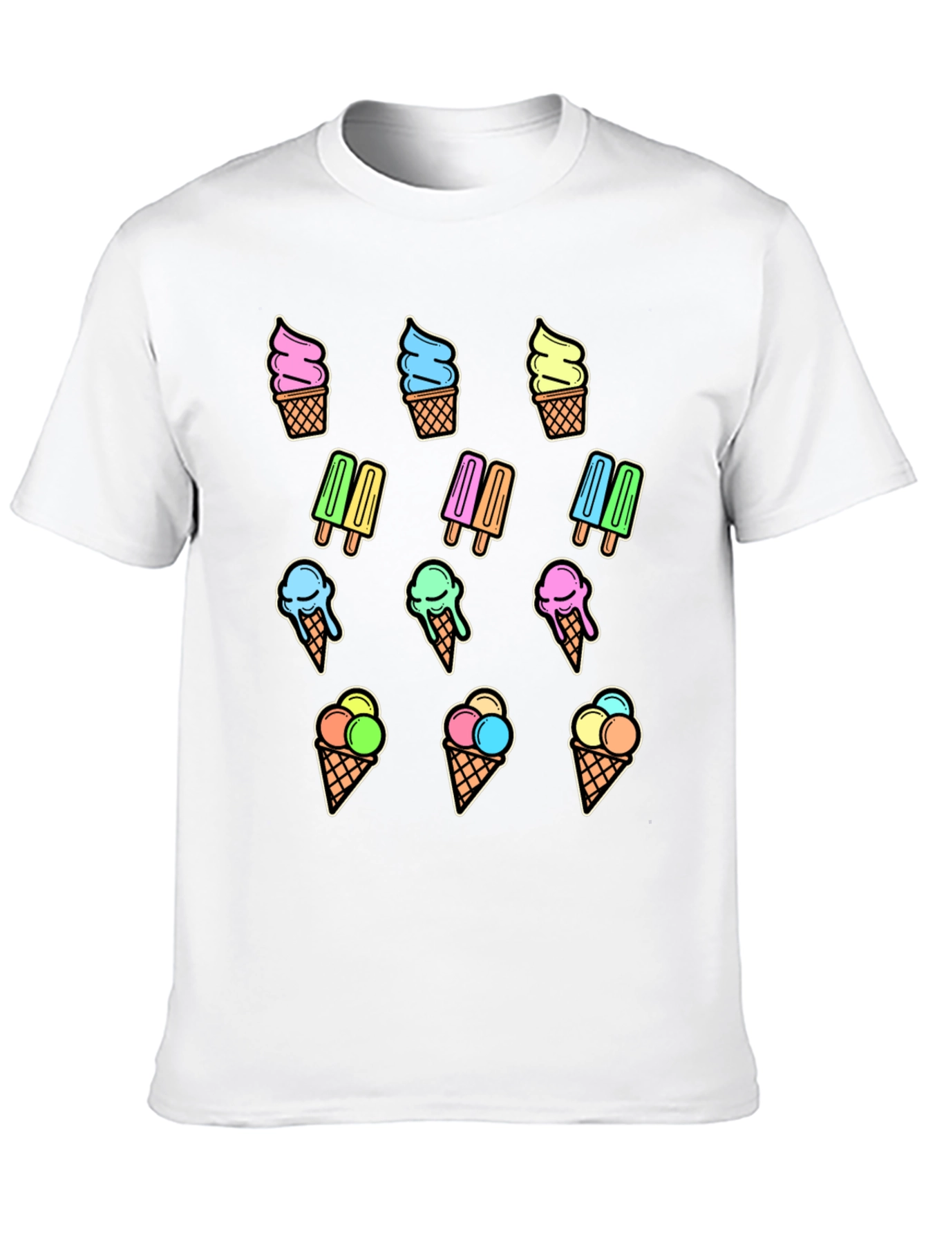Black Fun Ice Cream Print T-Shirt - Summer Style view 10