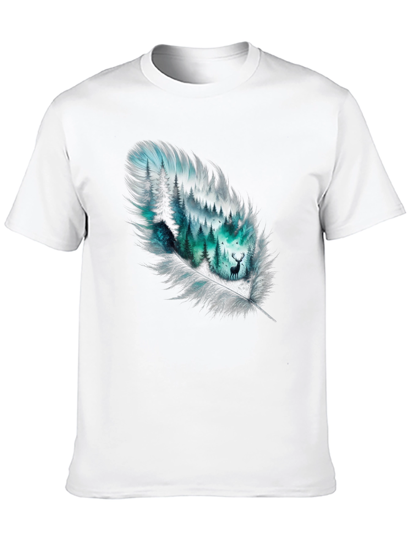 Black Feather Forest Graphic Tee - Nature Inspired Design view 10