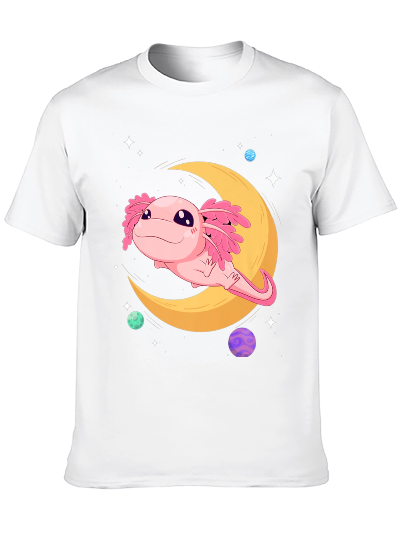 Black Axolotl Moon T-Shirt - Cute Space Design view 10
