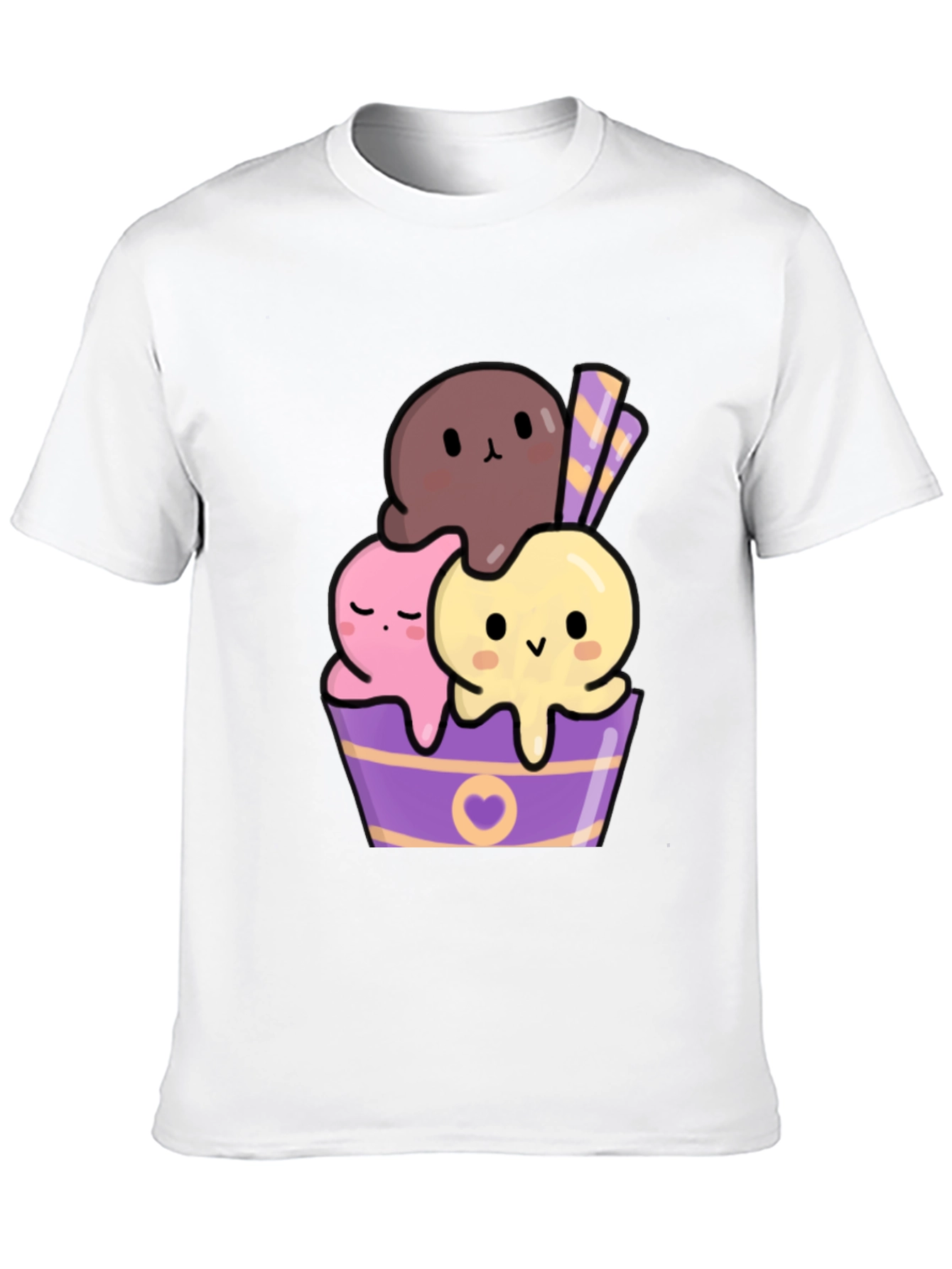 Black Cute Kawaii Ice Cream Graphic Tee view 10