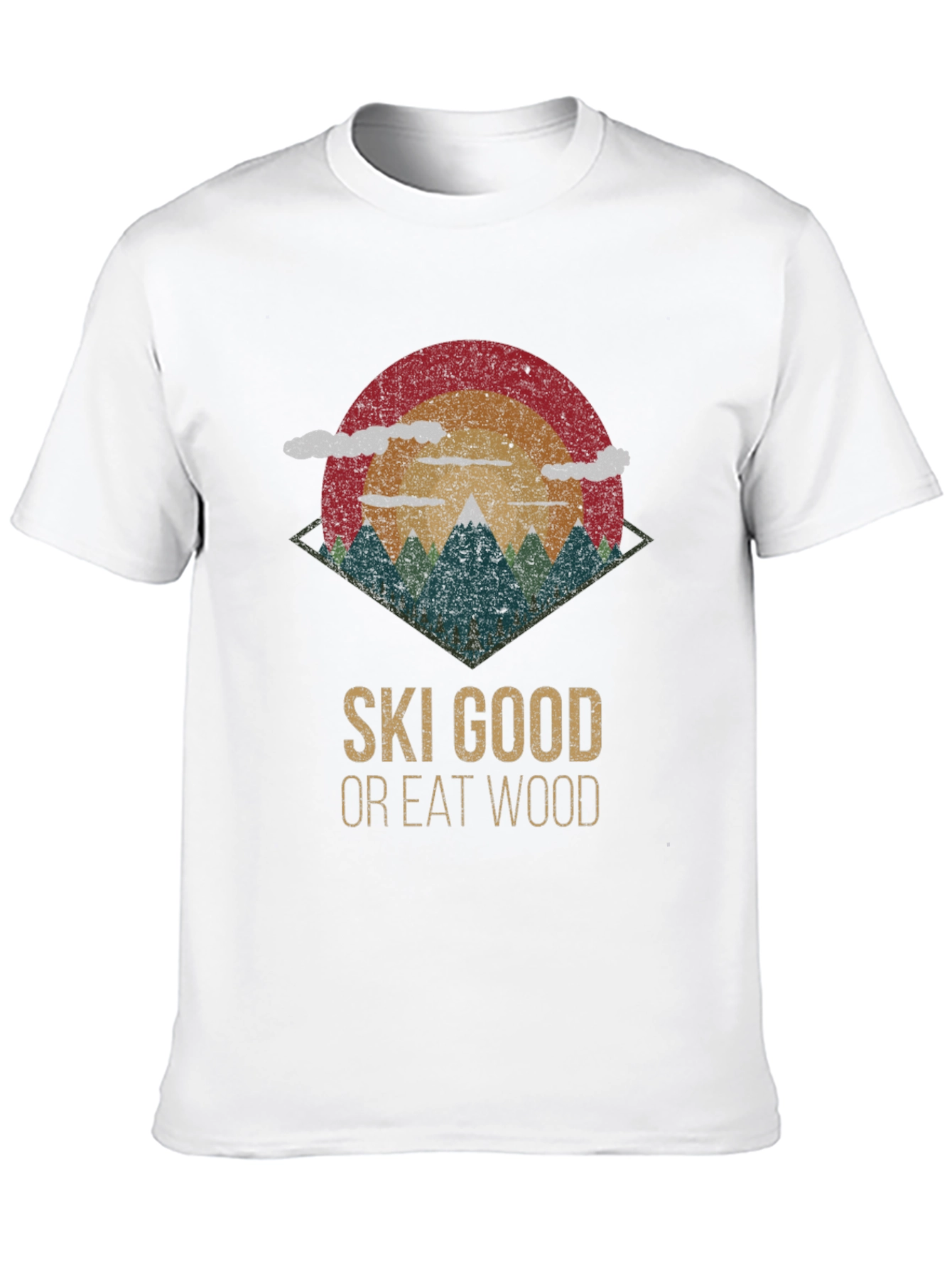 Black Ski Good Or Eat Wood Retro Graphic Tee view 10