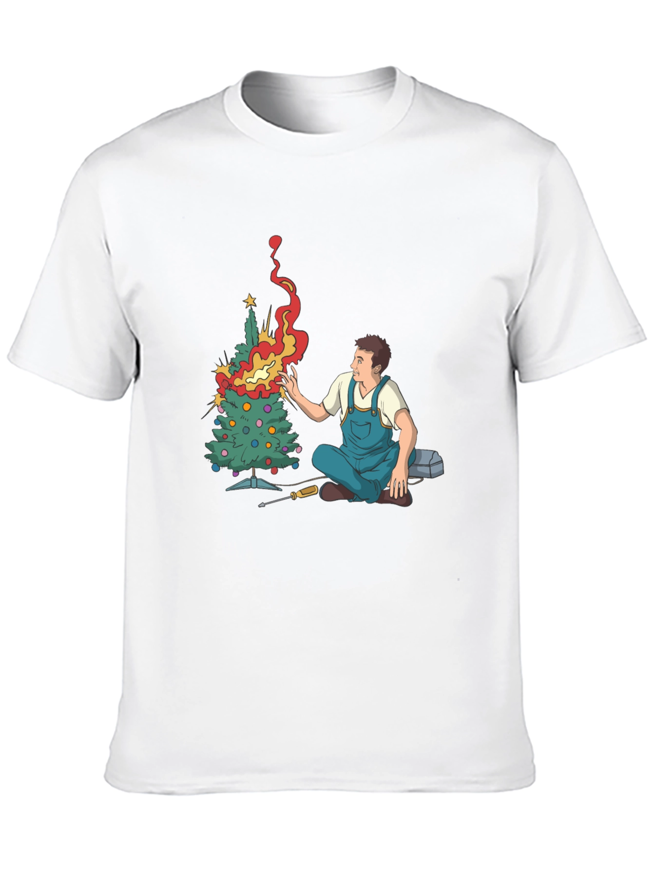 Black Burning Christmas Tree Graphic Tee view 10