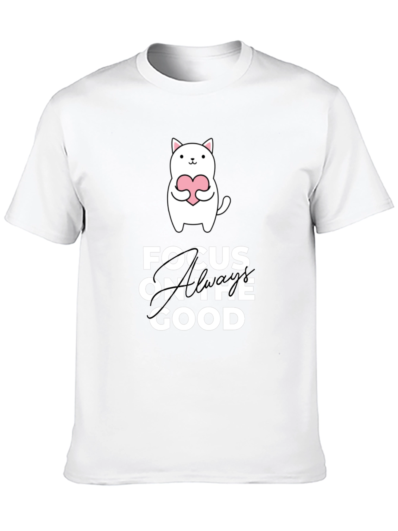 Black Focus on the Good T-Shirt - Cute Cat Design view 10